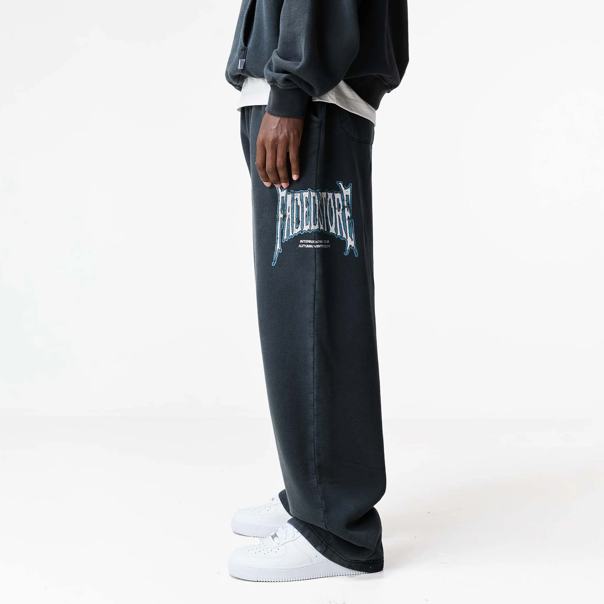 Blackletter Open Hem Jogger | Washed Black - Image 3