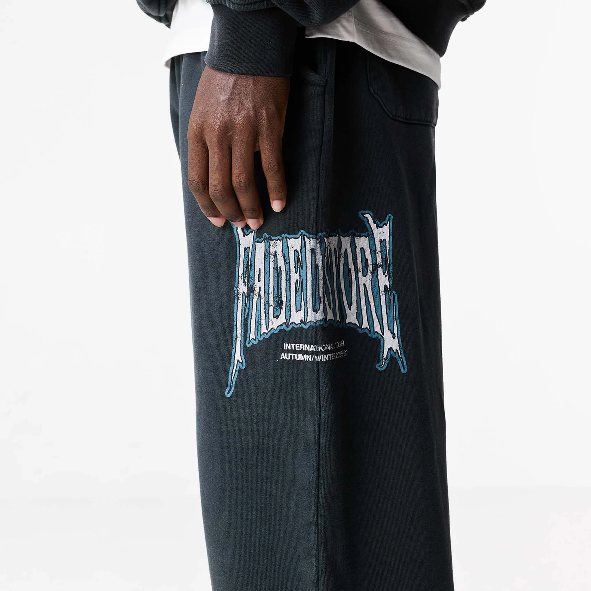 Blackletter Open Hem Tracksuit | Washed Black - Image 6