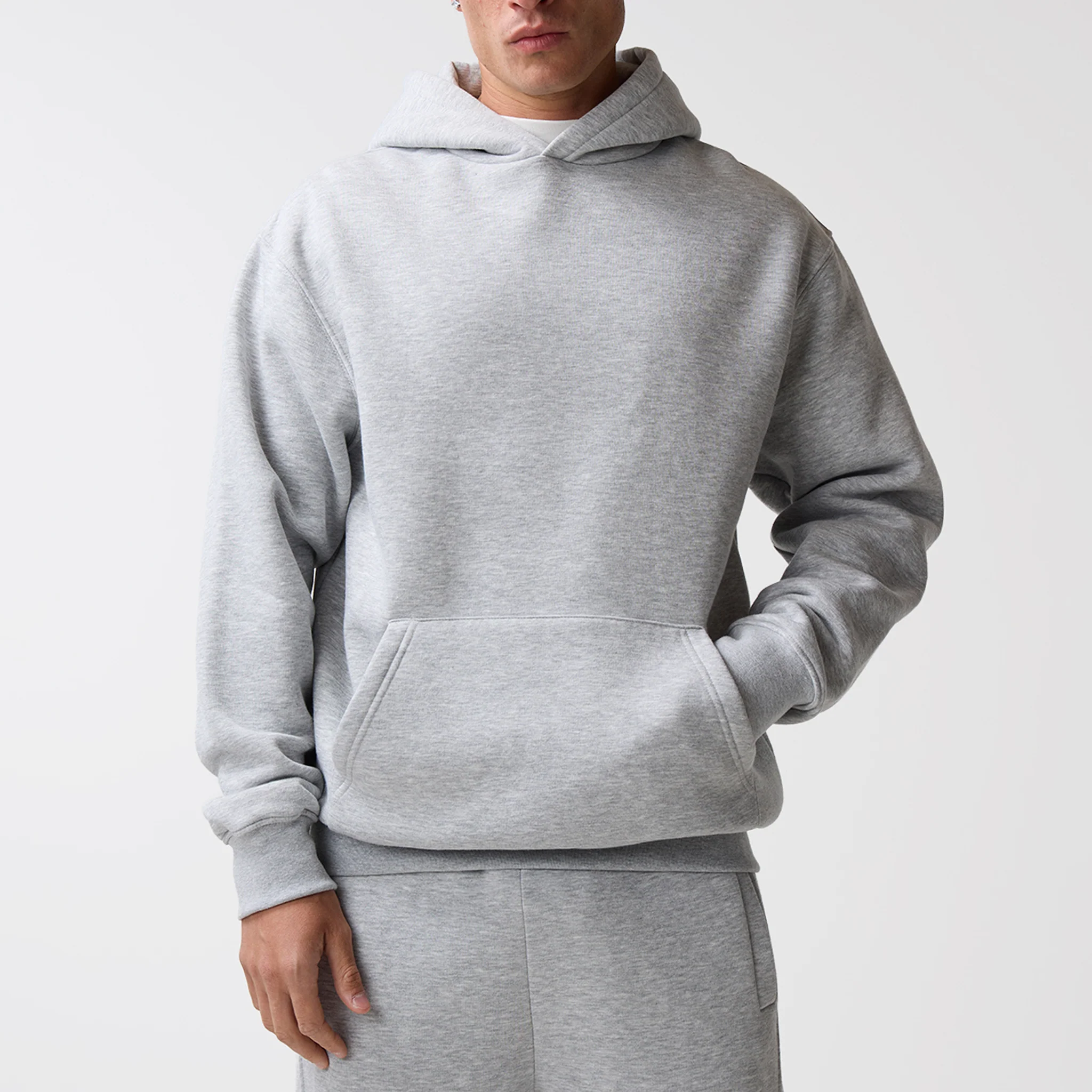 Box Fit Hoodie | Grey Marl - Image 4