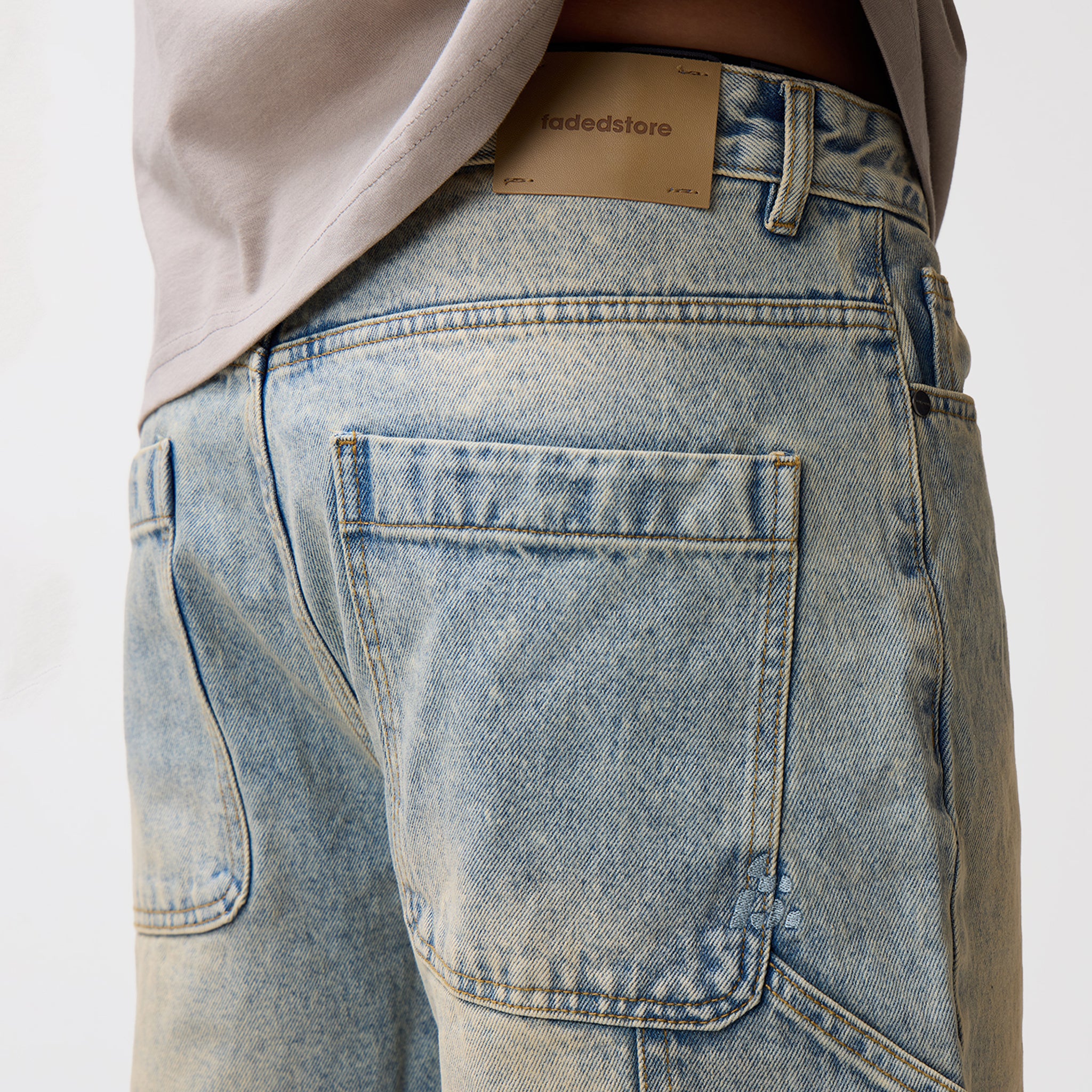 Carpenter Denim Shorts | Washed Blue - Image 8