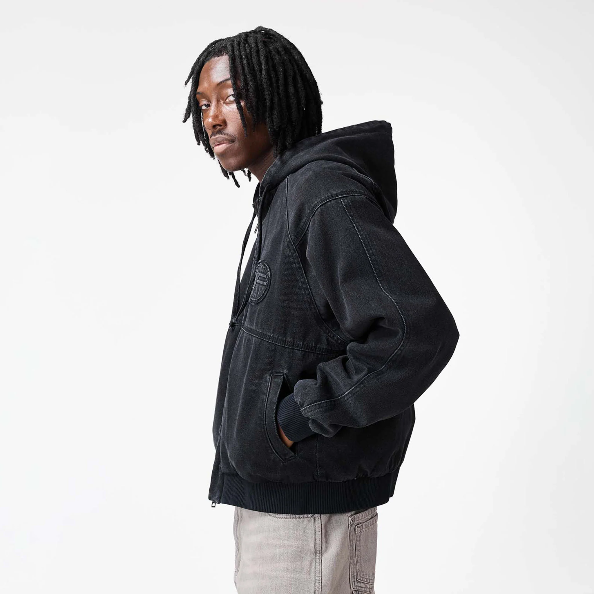 Denim Hooded Detroit Jacket | Black Wash - Image 10