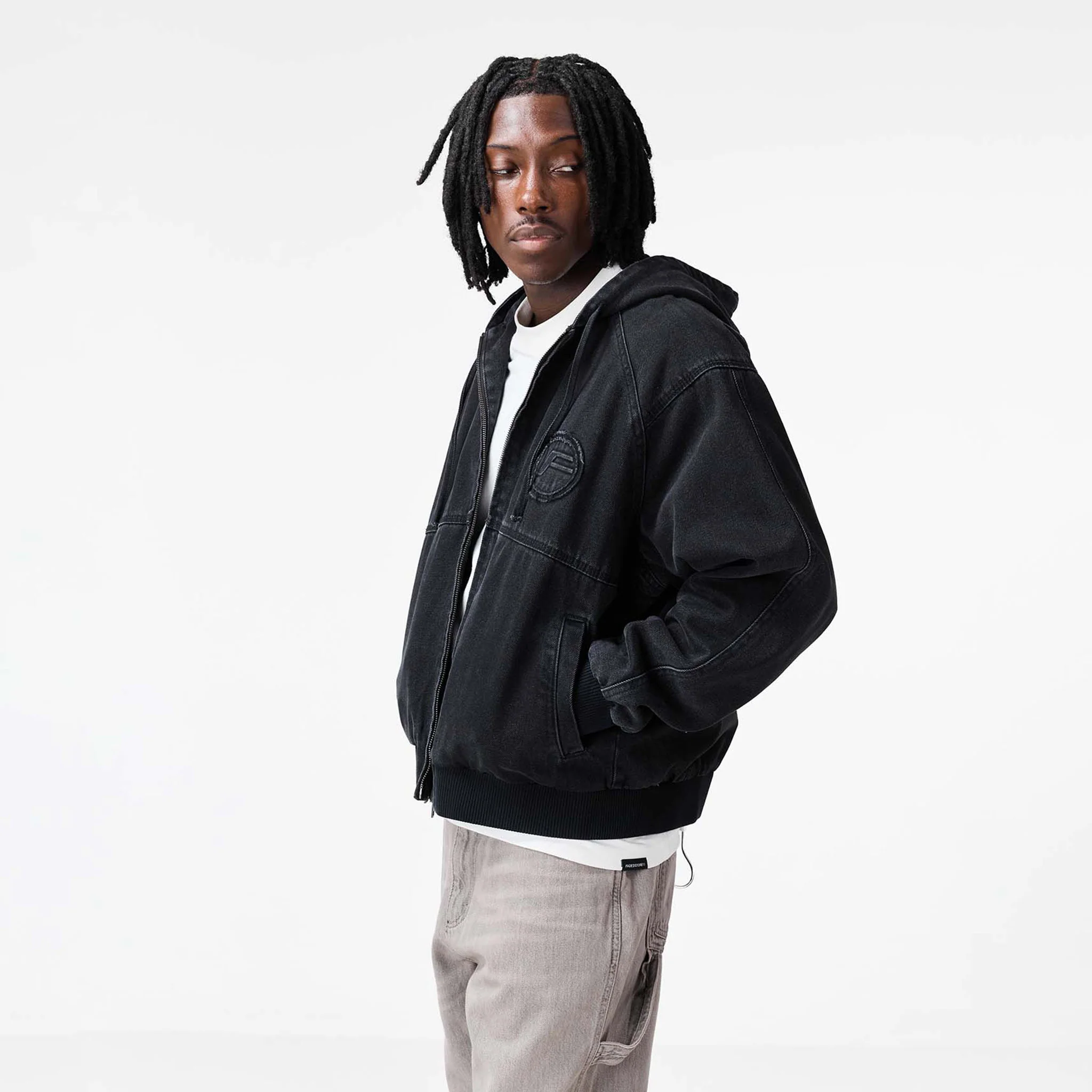 Denim Hooded Detroit Jacket | Black Wash - Image 13