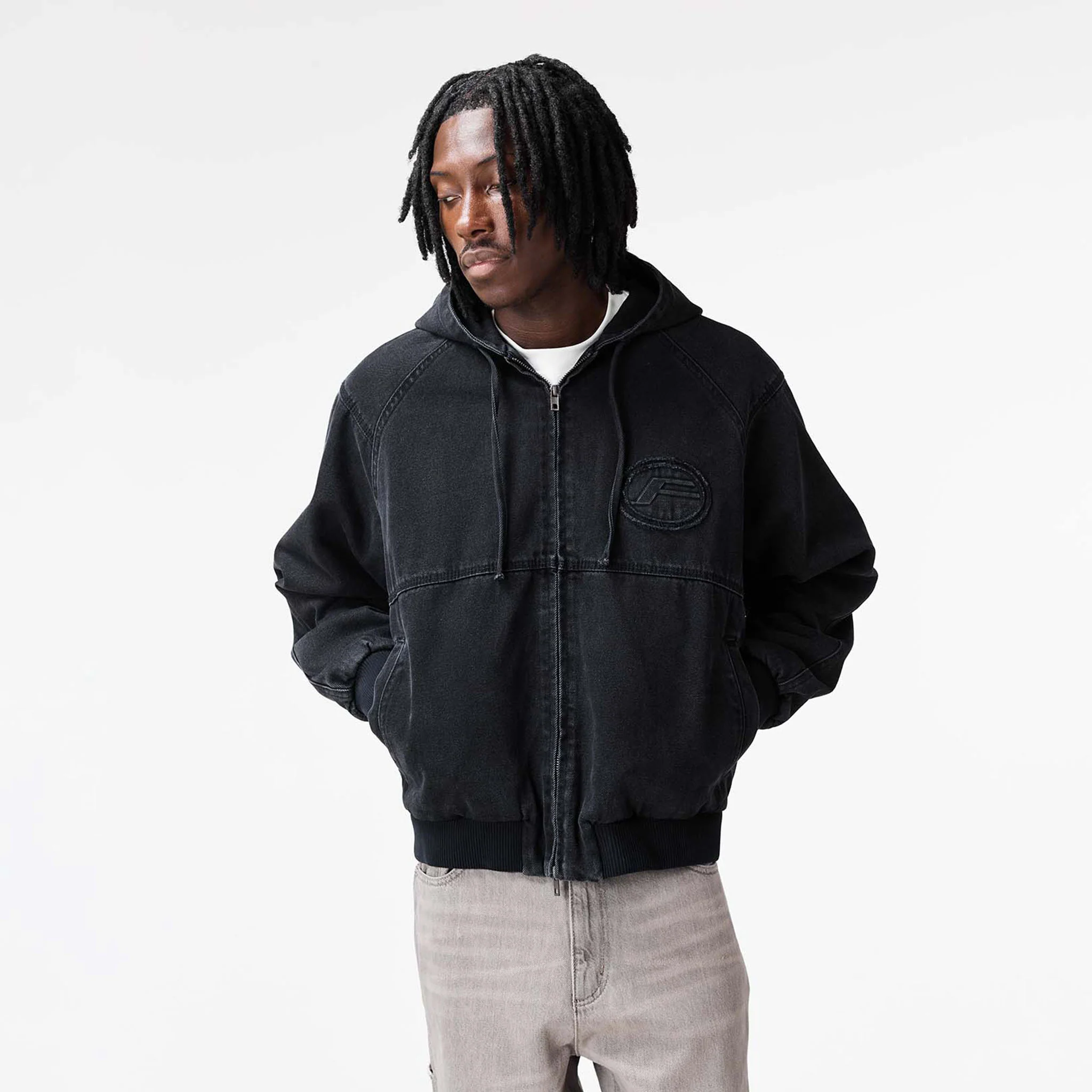 Denim Hooded Detroit Jacket | Black Wash - Image 6