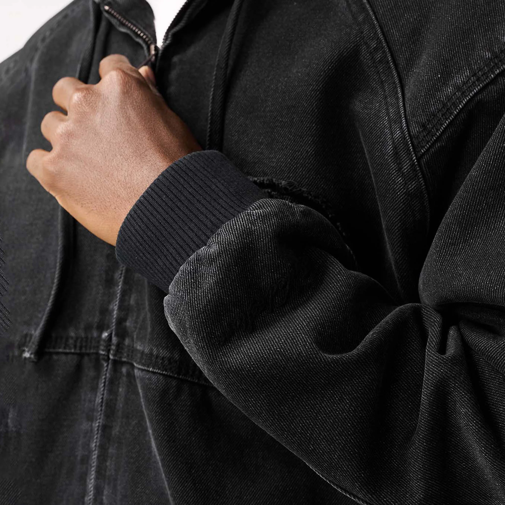 Denim Hooded Detroit Jacket | Black Wash - Image 8