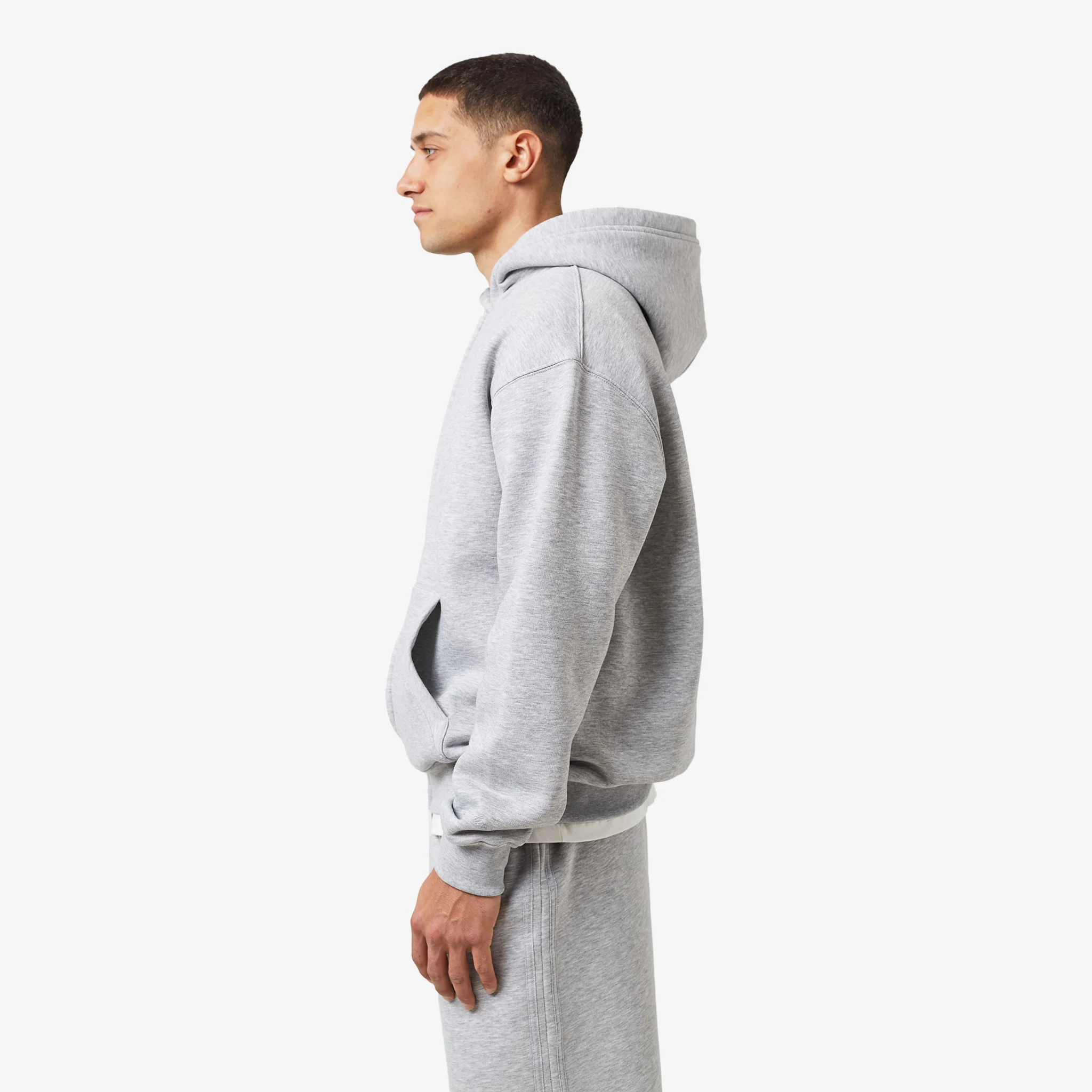 Full Zip Cuffed Tracksuit | Grey Marl - Image 3