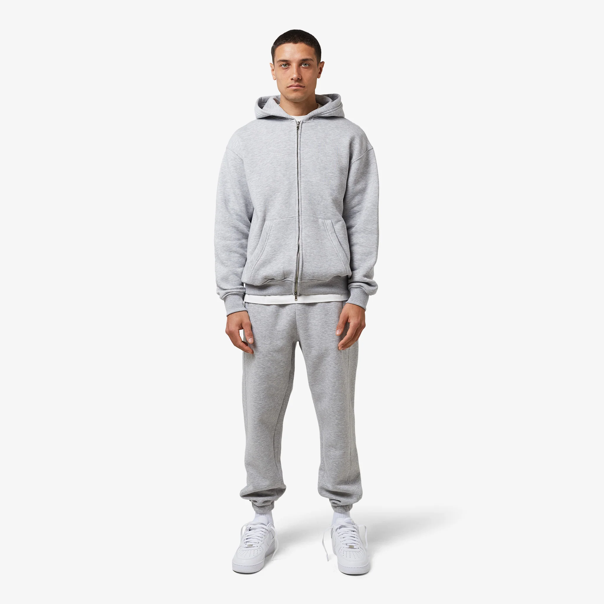 Full Zip Cuffed Tracksuit | Grey Marl - Image 4
