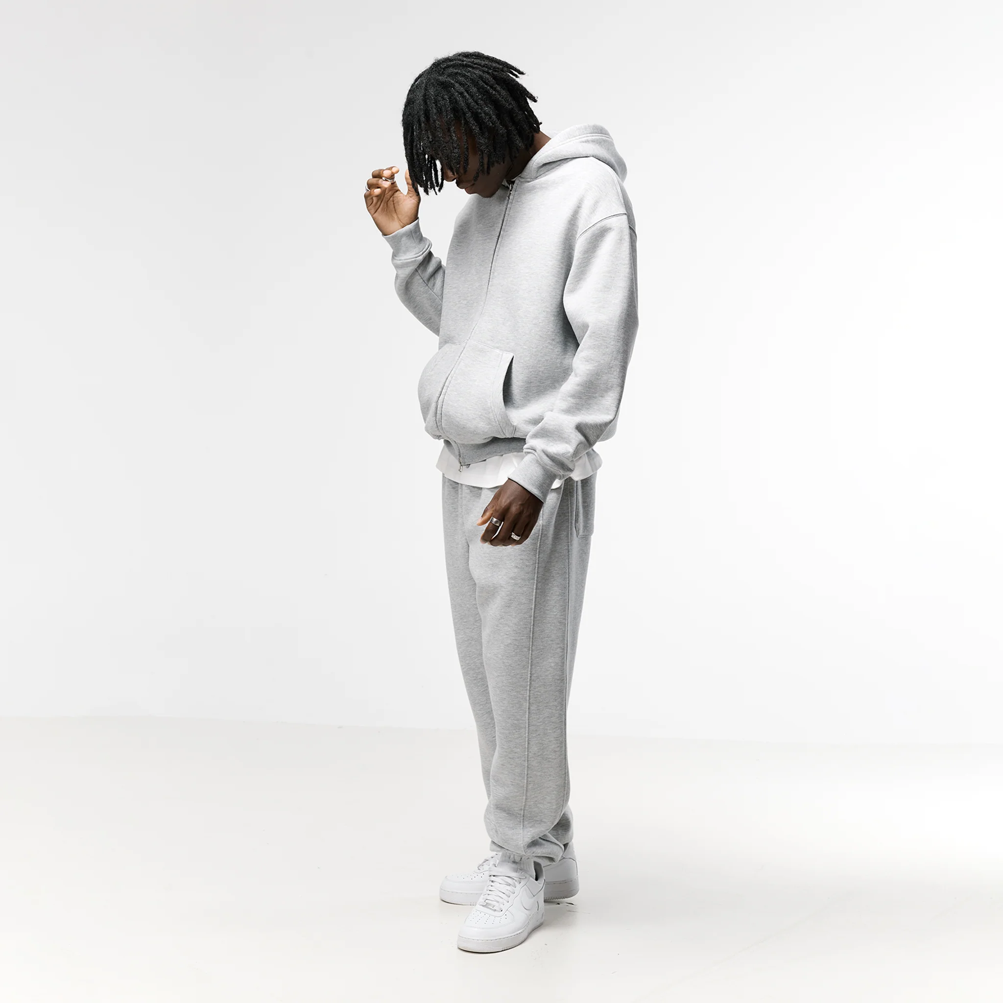 Full Zip Hoodie | Grey Marl - Image 3