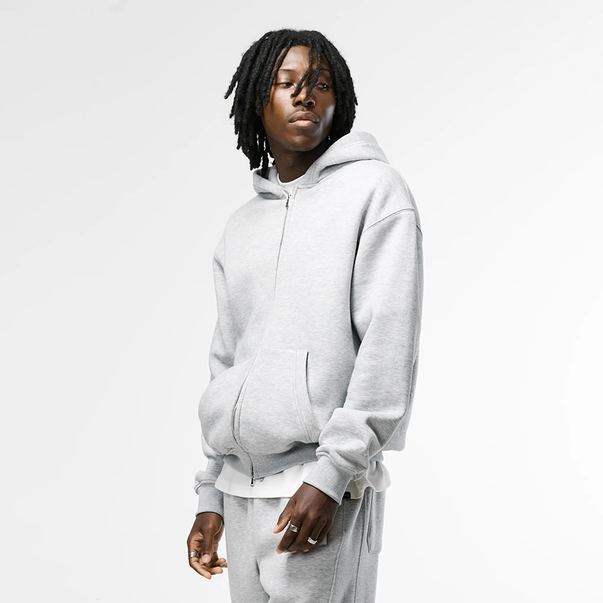 Full Zip Hoodie | Grey Marl - Image 5