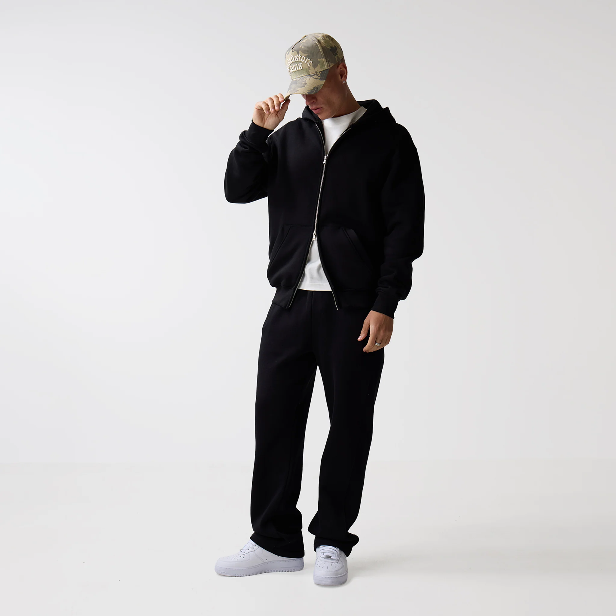 Full Zip Open Hem Tracksuit | Black - Image 5