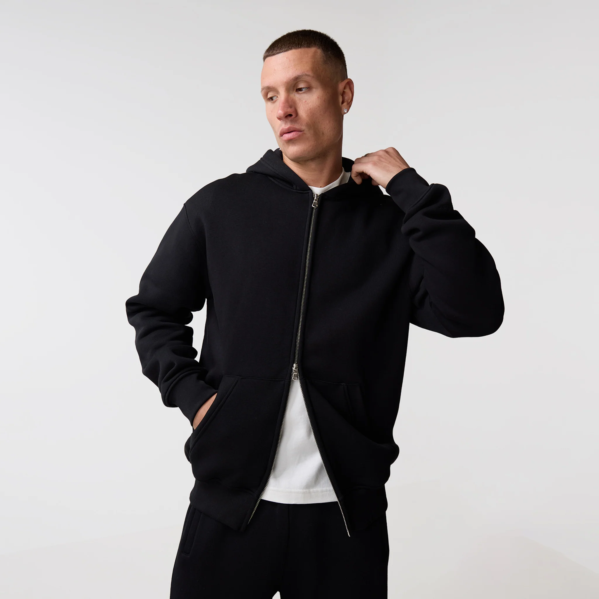 Full Zip Open Hem Tracksuit | Black - Image 6