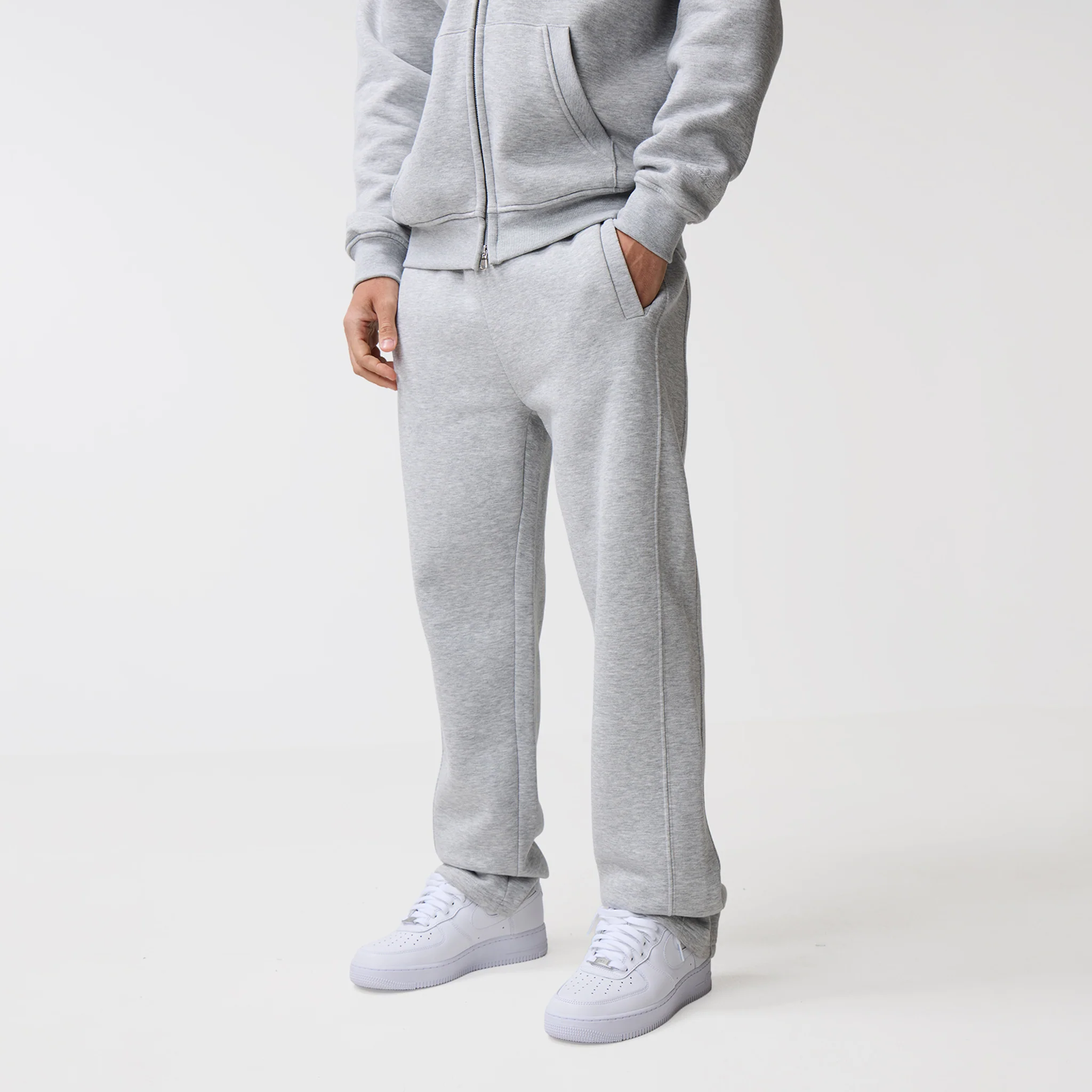 Full Zip Open Hem Tracksuit | Grey Marl - Image 4