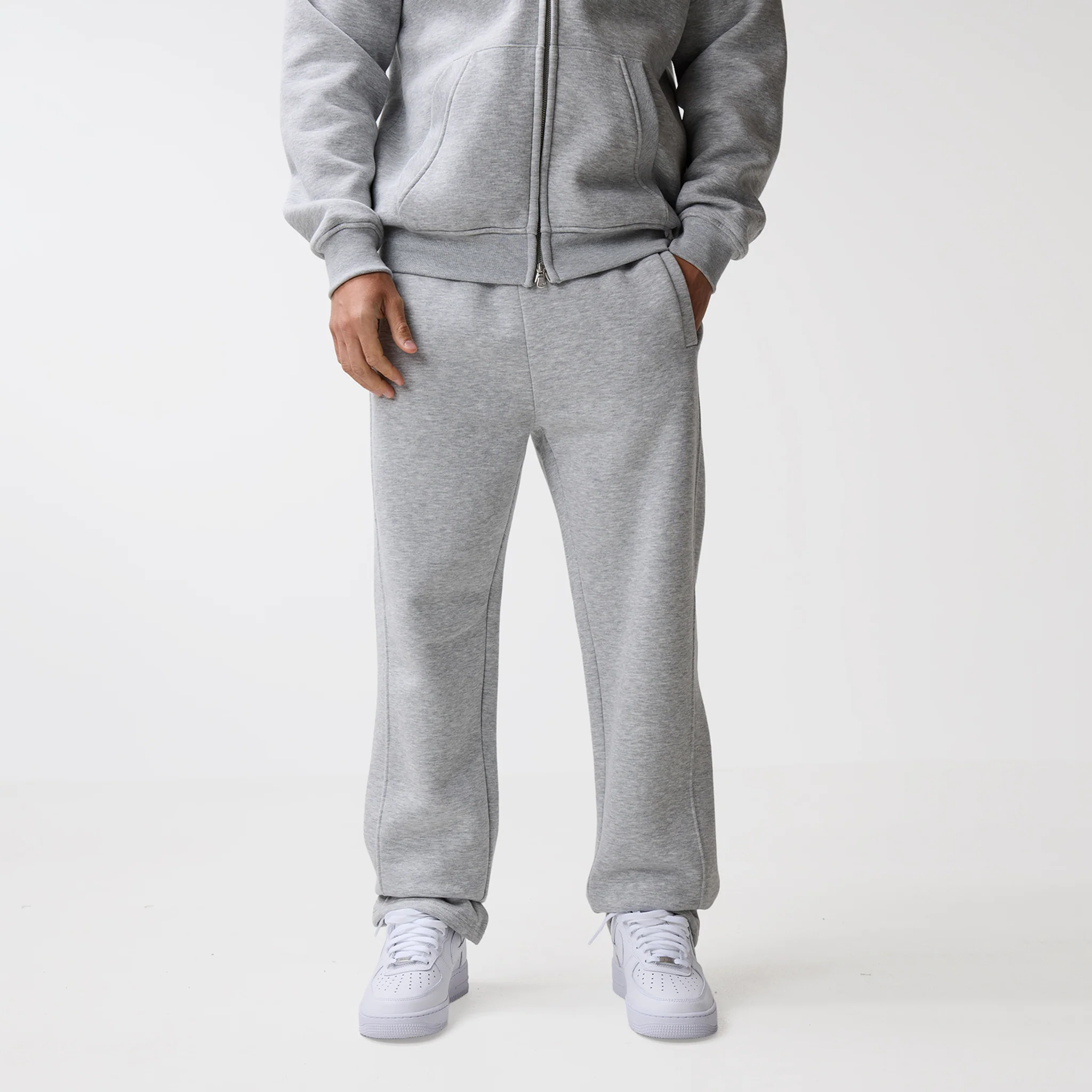 Full Zip Open Hem Tracksuit | Grey Marl - Image 6