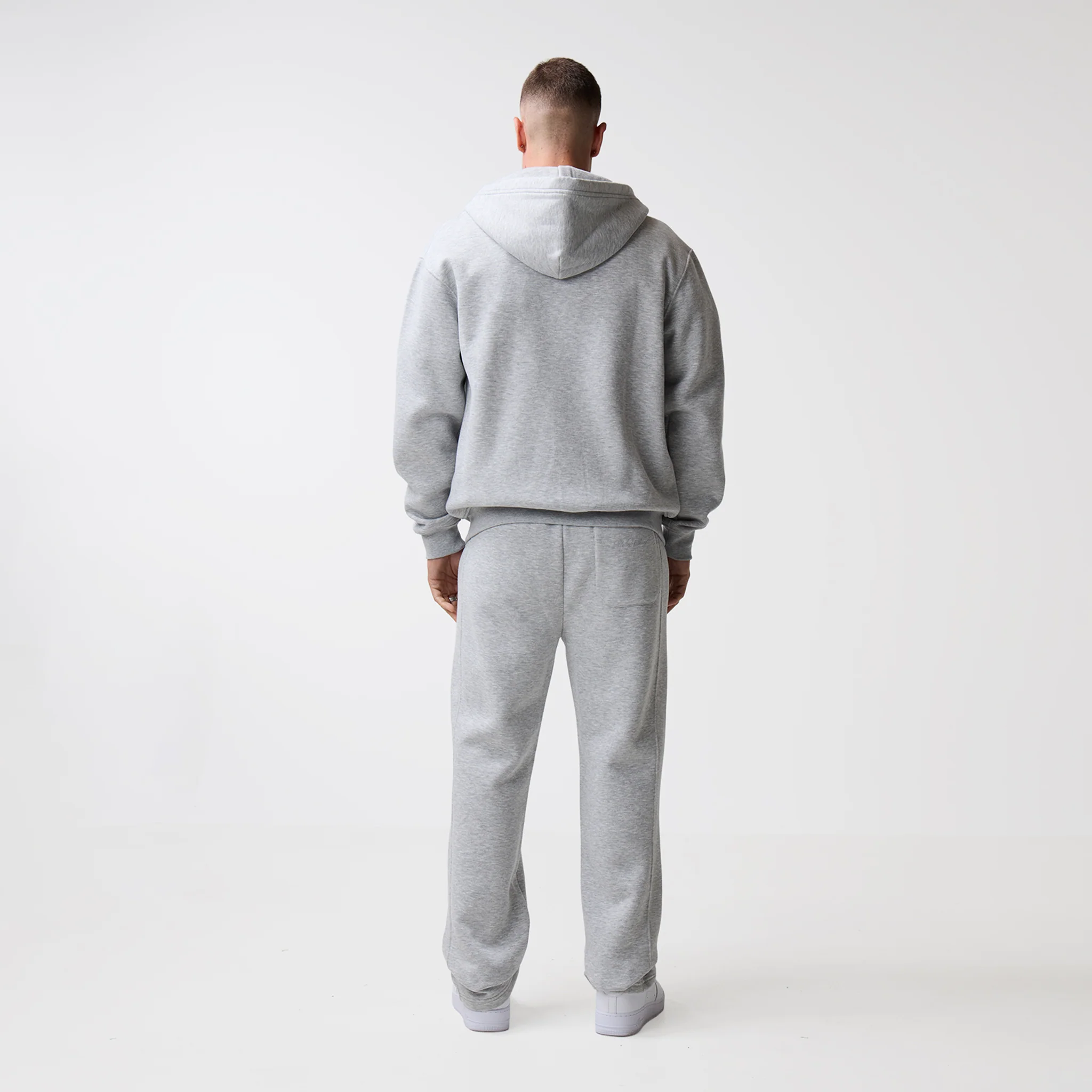 Full Zip Open Hem Tracksuit | Grey Marl - Image 9