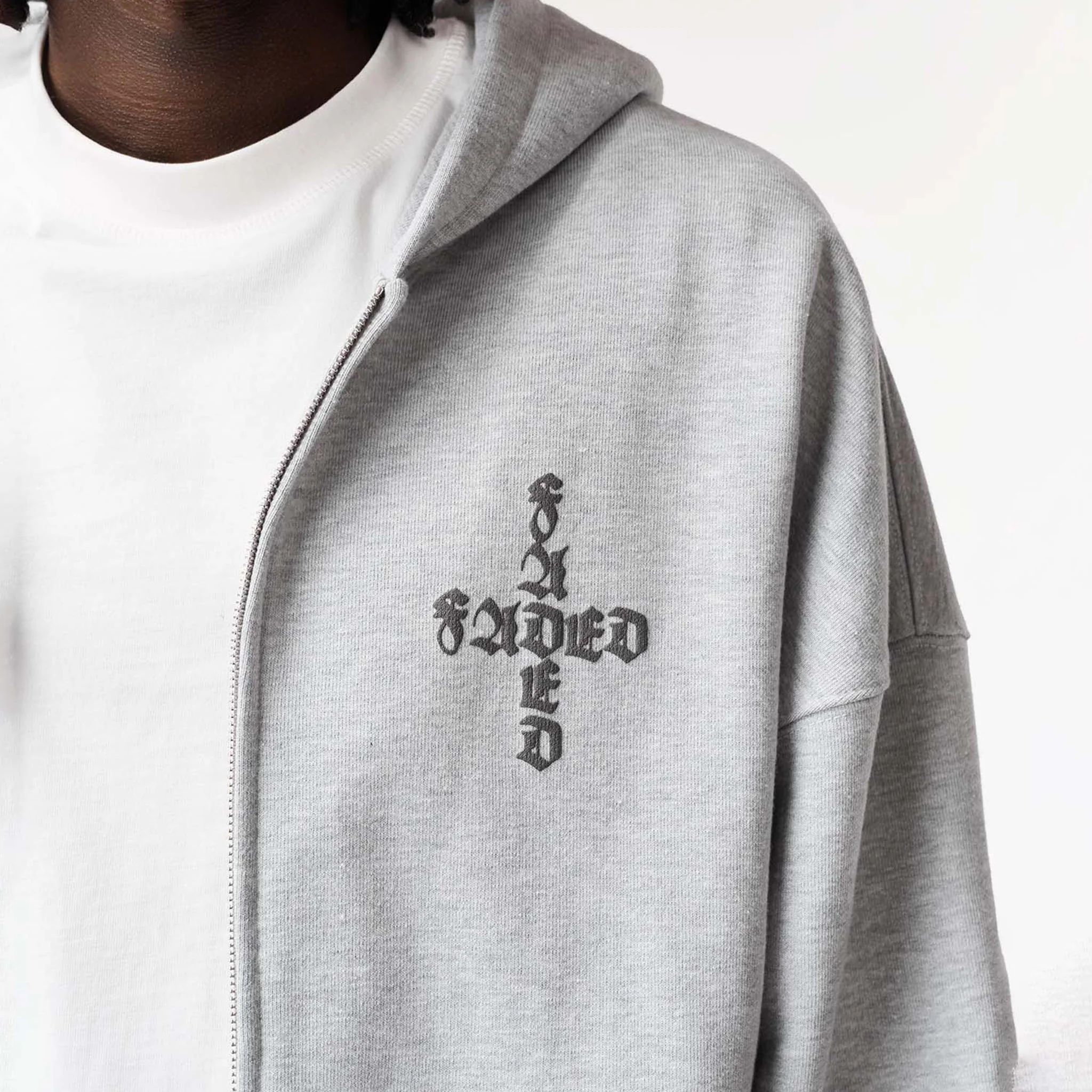 Gothic 2.0 Full Zip Hoodie | Grey Marl - Image 5