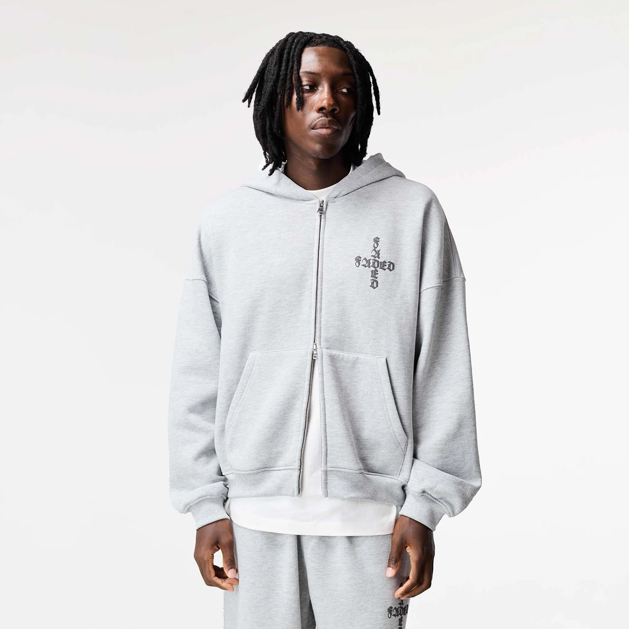 Gothic 2.0 Full Zip Open Hem Tracksuit | Grey Marl - Image 6