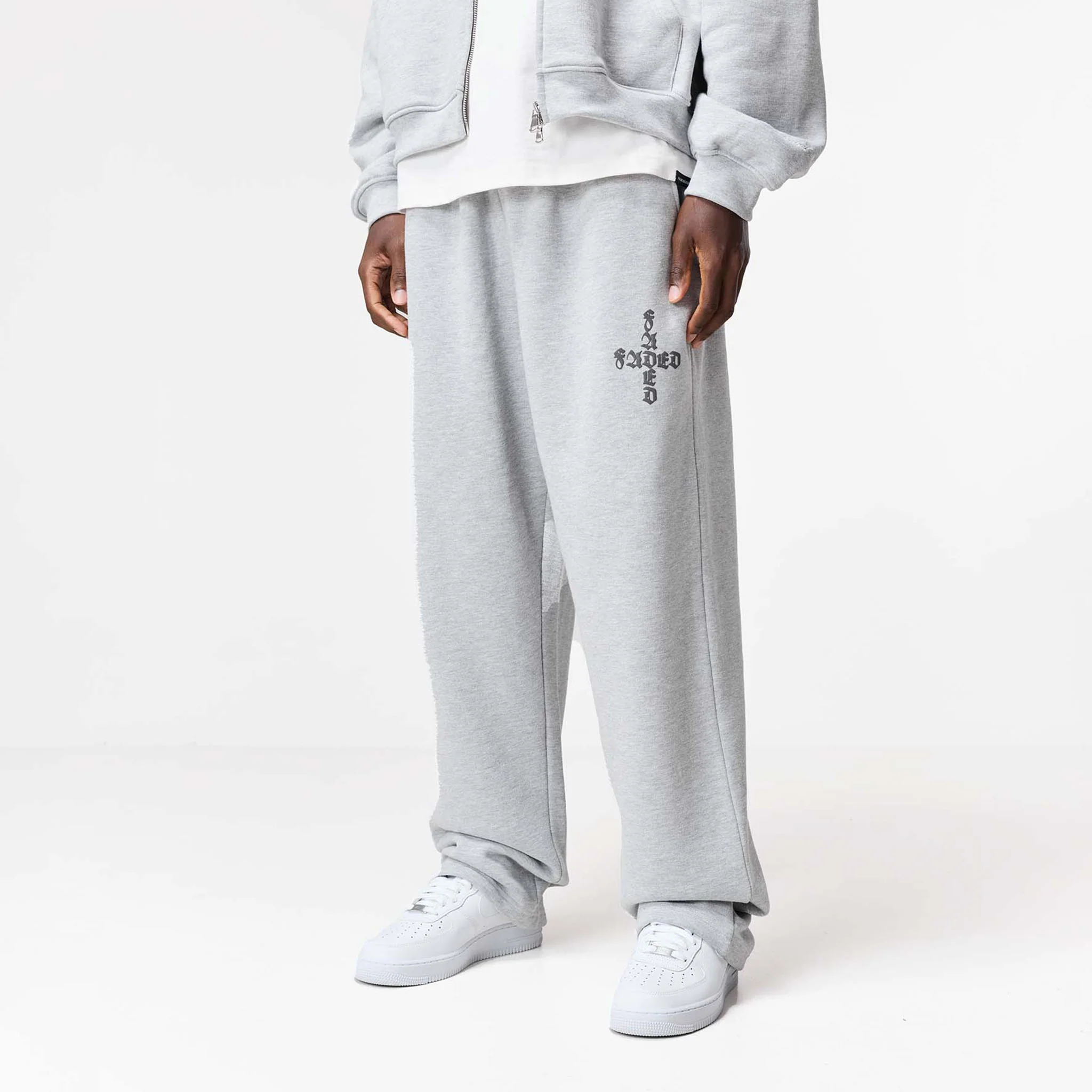 Gothic 2.0 Full Zip Open Hem Tracksuit | Grey Marl - Image 8