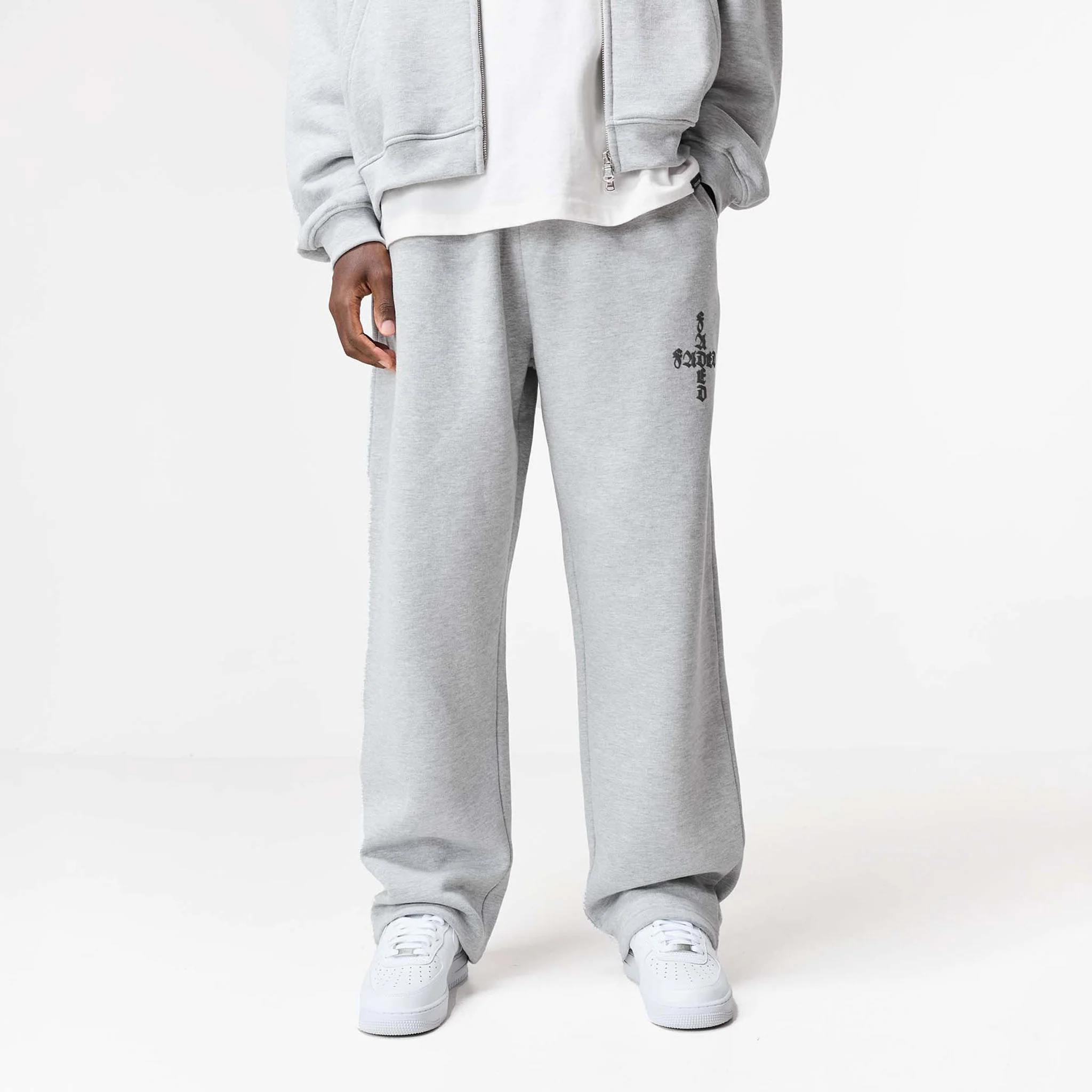 Gothic 2.0 Full Zip Open Hem Tracksuit | Grey Marl - Image 9