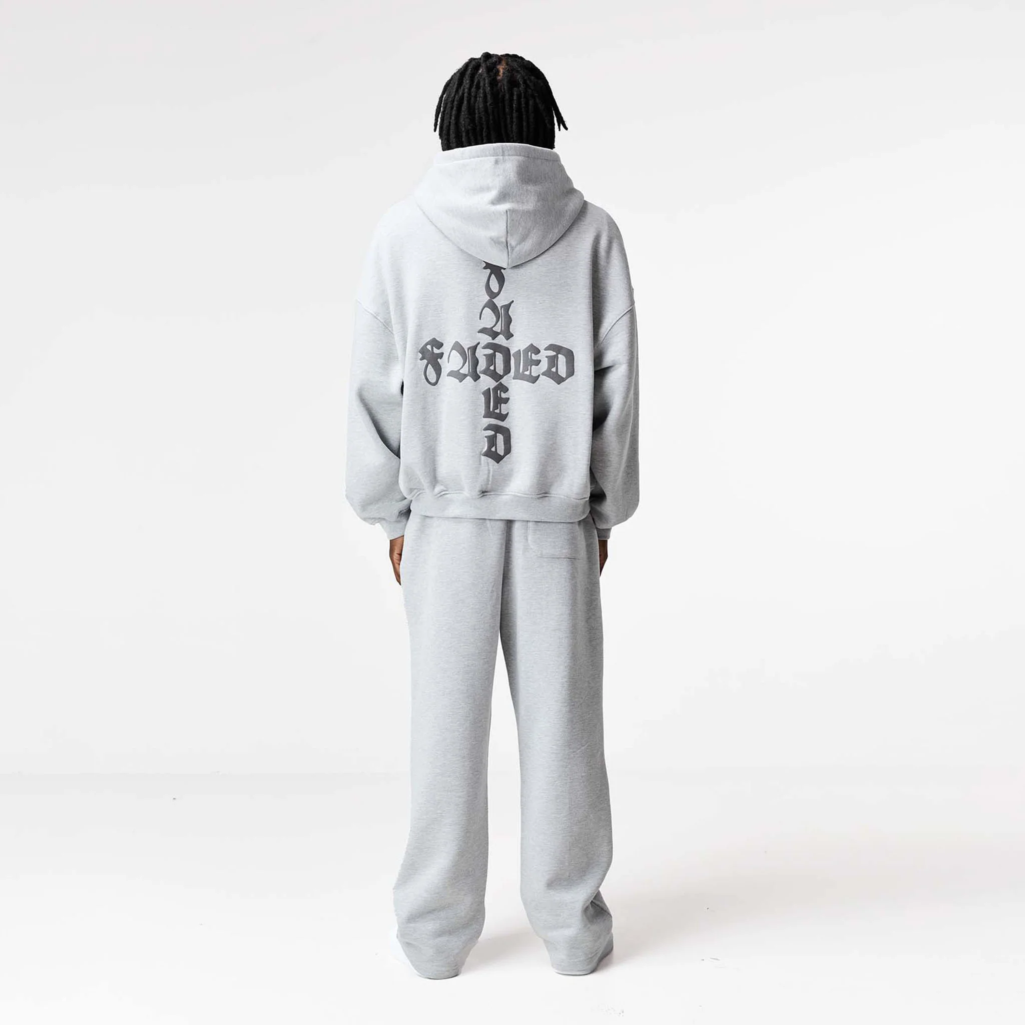 Gothic 2.0 Loose Fit Open Hem Jogger | Grey Marl - Image 5