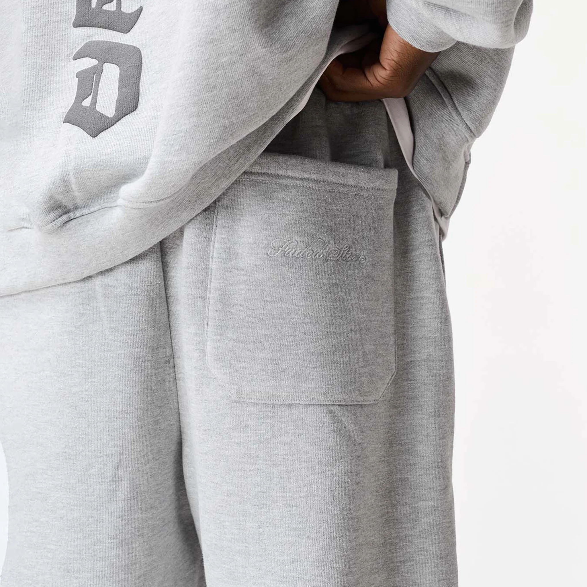Gothic 2.0 Loose Fit Open Hem Jogger | Grey Marl - Image 6