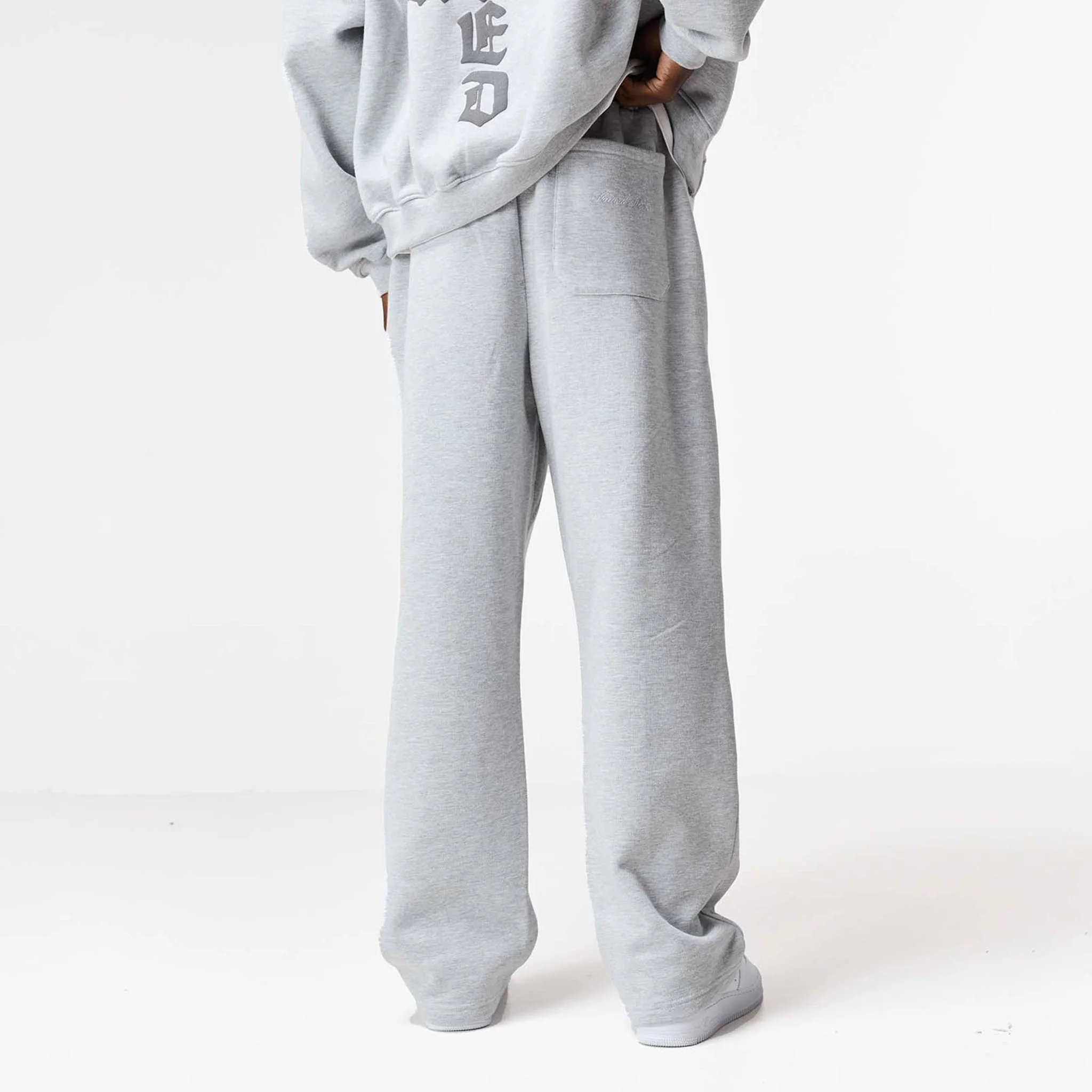 Gothic 2.0 Loose Fit Open Hem Jogger | Grey Marl - Image 7