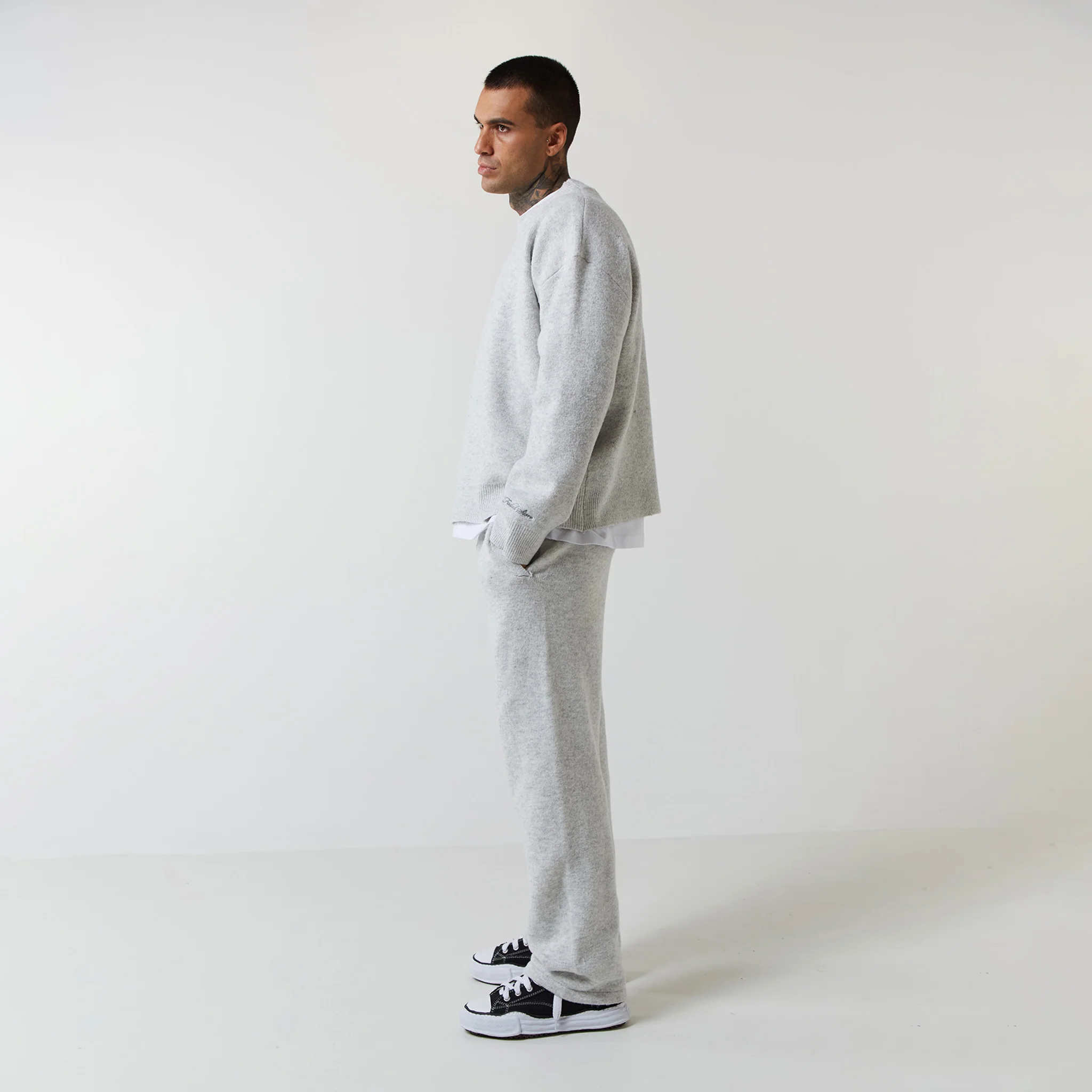 Knitted Crewneck | Light Grey Marl - Image 3