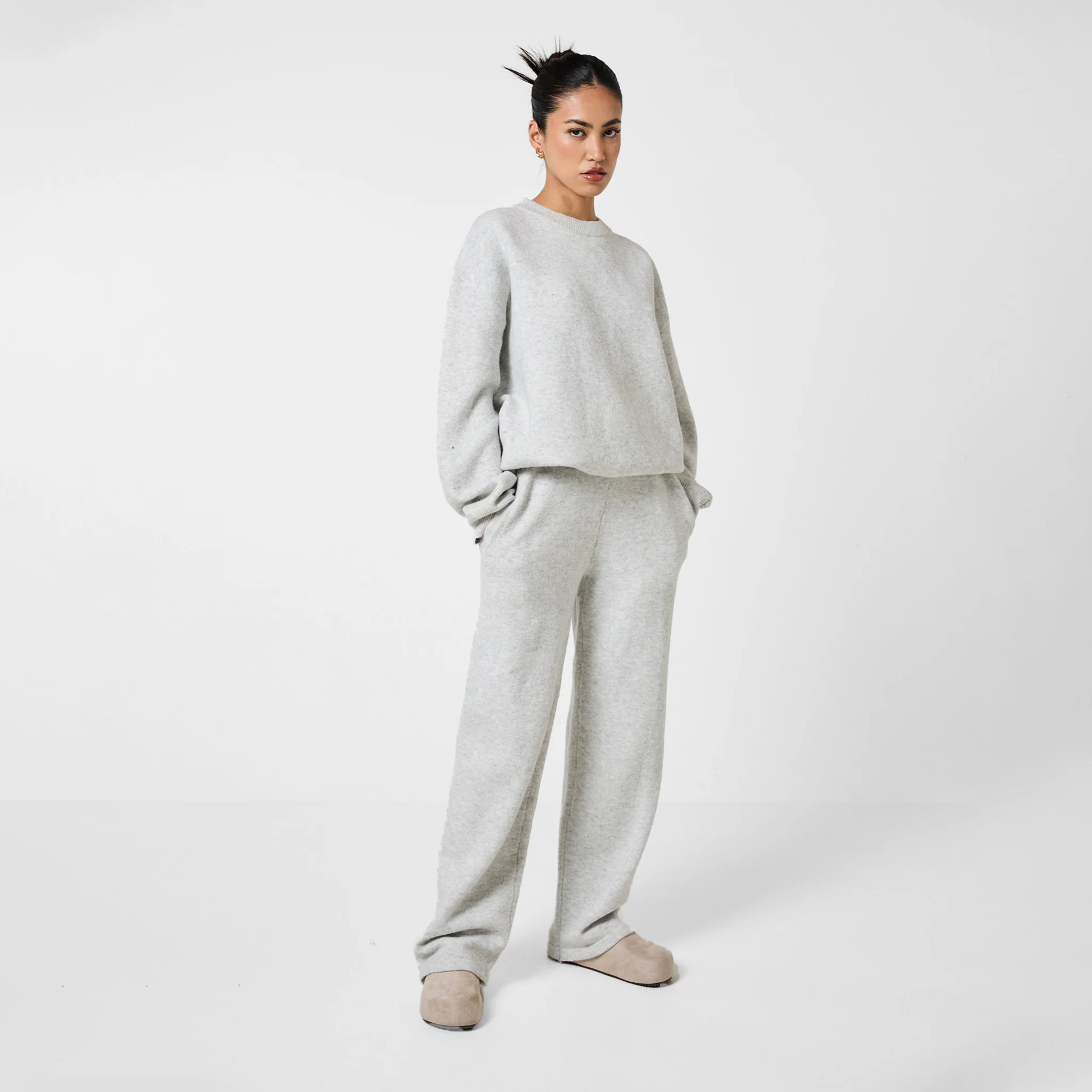 Knitted Crewneck | Light Grey Marl - Image 4