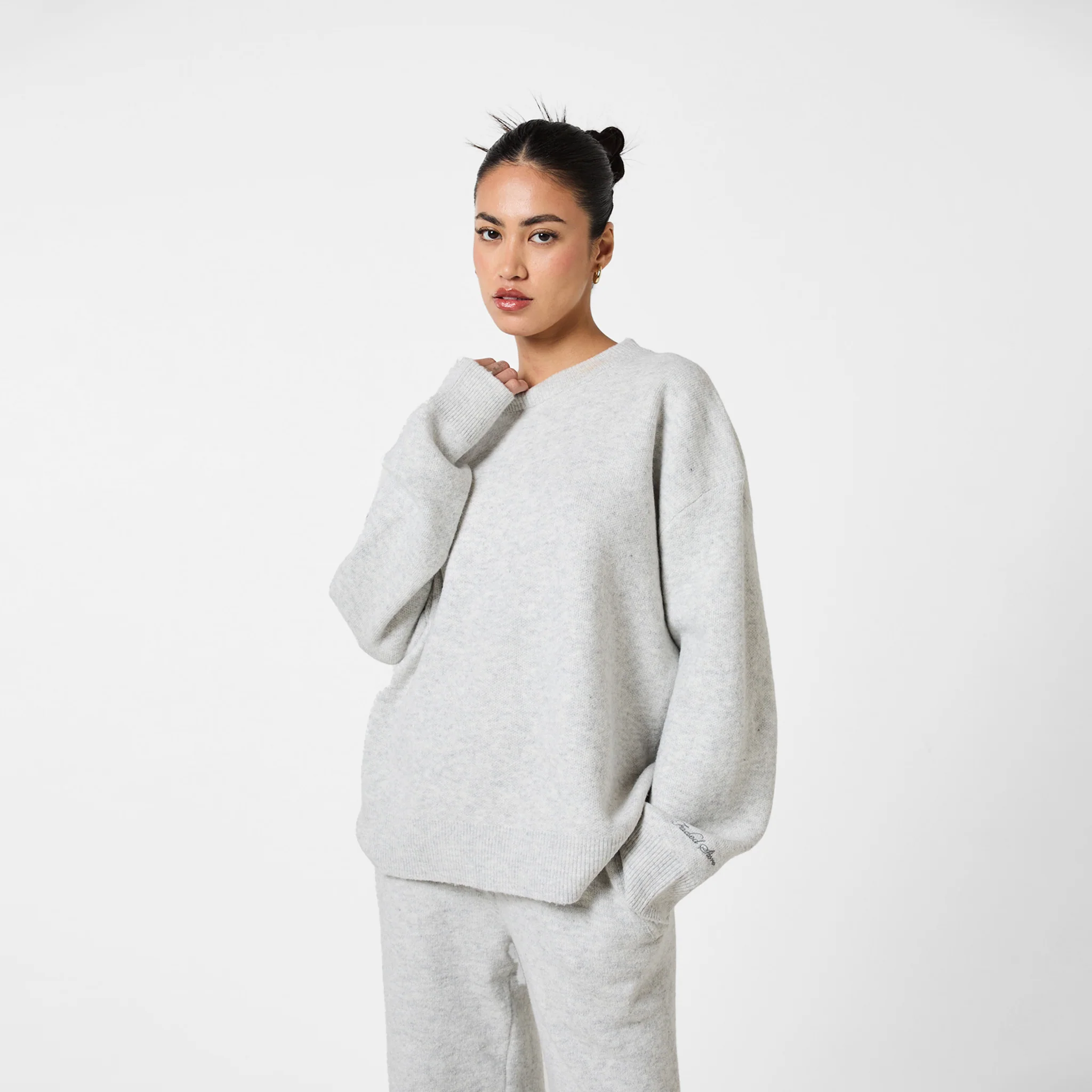 Knitted Crewneck | Light Grey Marl - Image 7