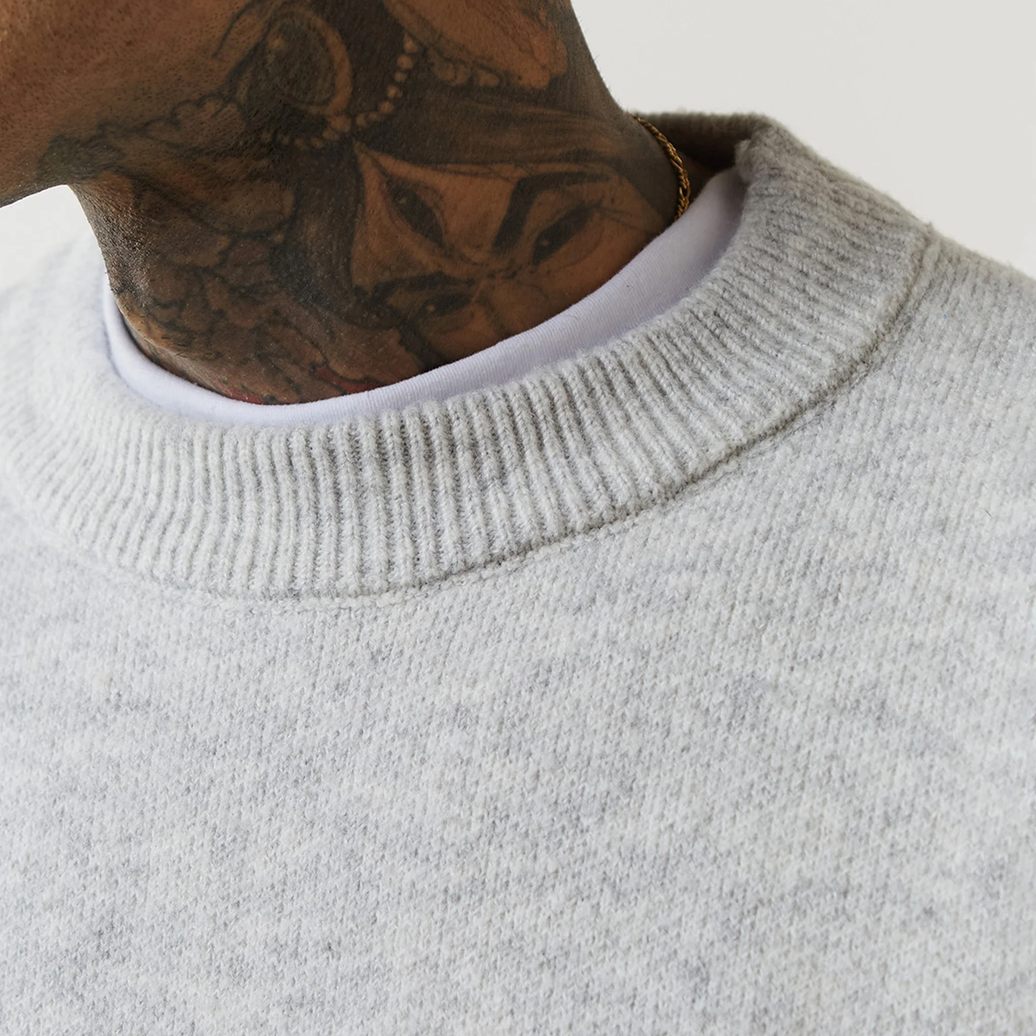 Knitted Crewneck | Light Grey Marl - Image 8