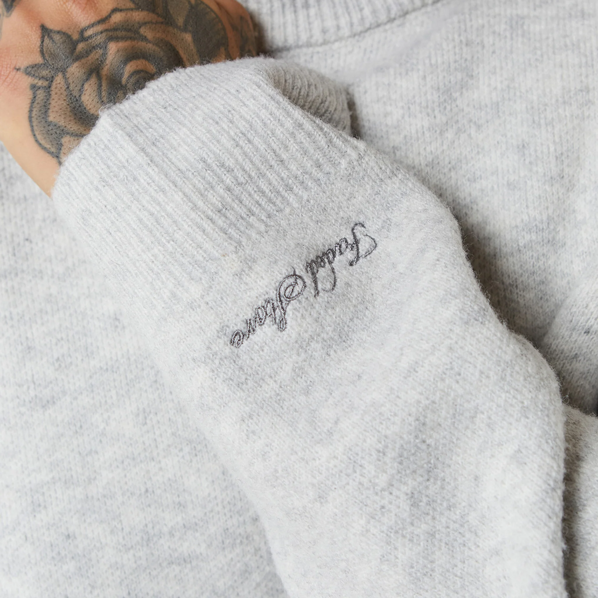 Knitted Crewneck | Light Grey Marl - Image 9