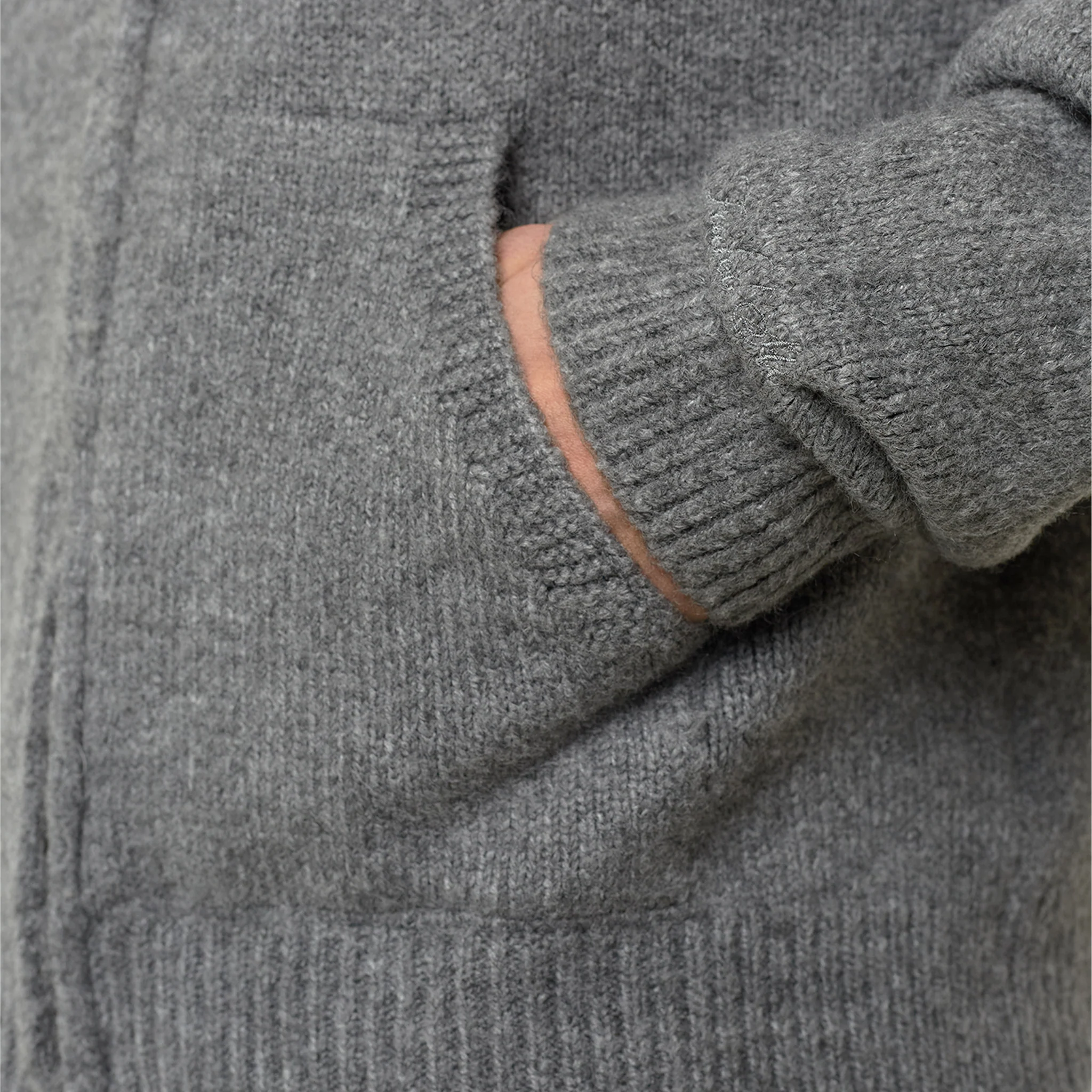 Knitted Full Zip Hoodie | Charcoal Marl - Image 5