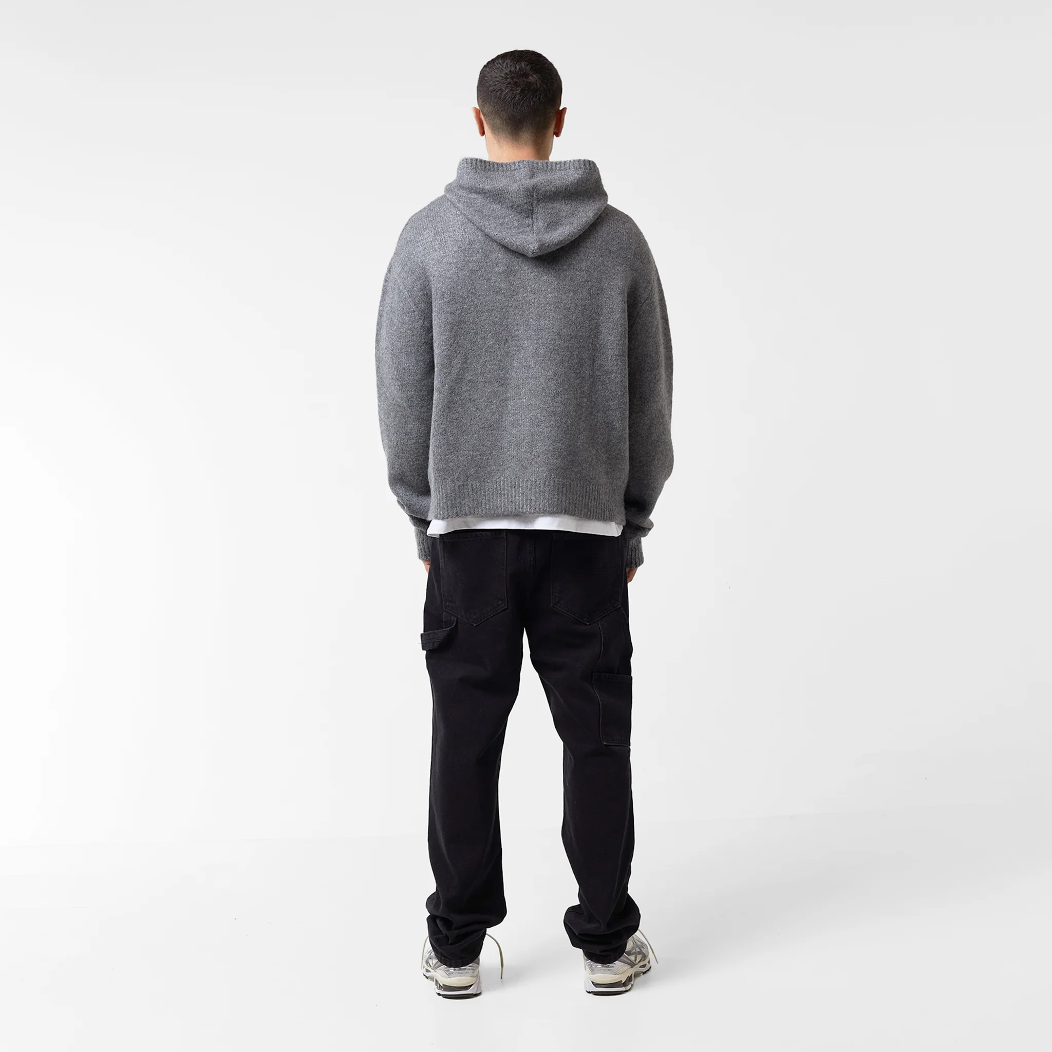 Knitted Full Zip Hoodie | Charcoal Marl - Image 6