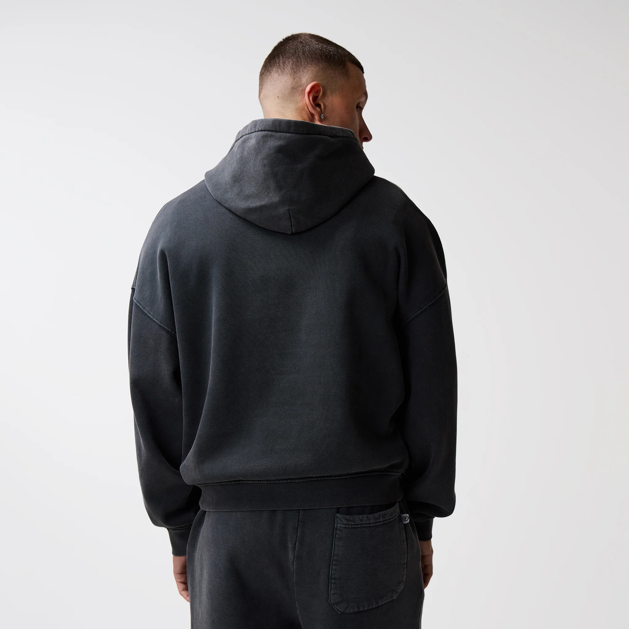 Loose Fit Cropped Hoodie | Black Wash - Image 5