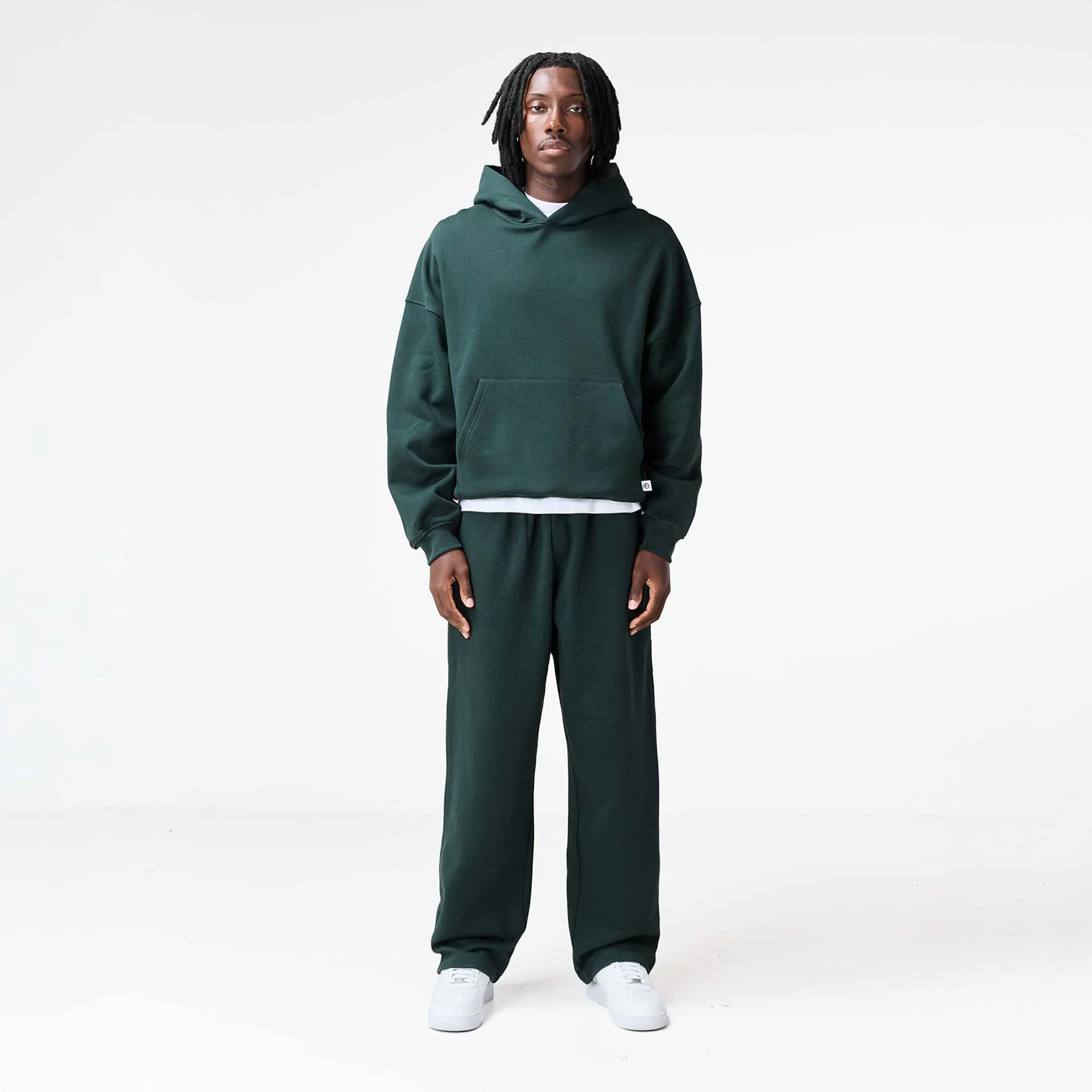 Loose Fit Cropped Hoodie | Forest Green - Image 3