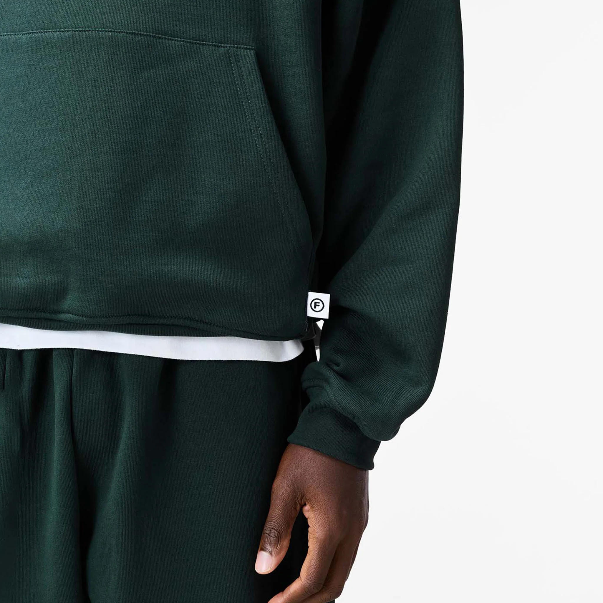 Loose Fit Cropped Hoodie | Forest Green - Image 4