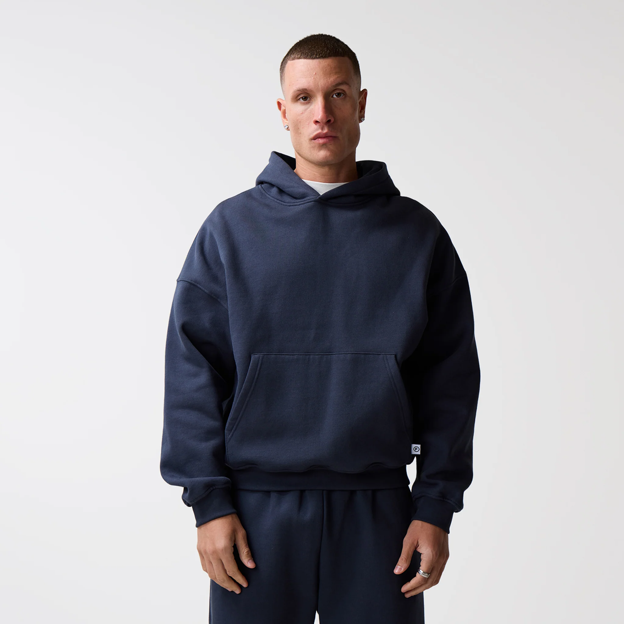 Loose Fit Cropped Hoodie | Navy - Image 3