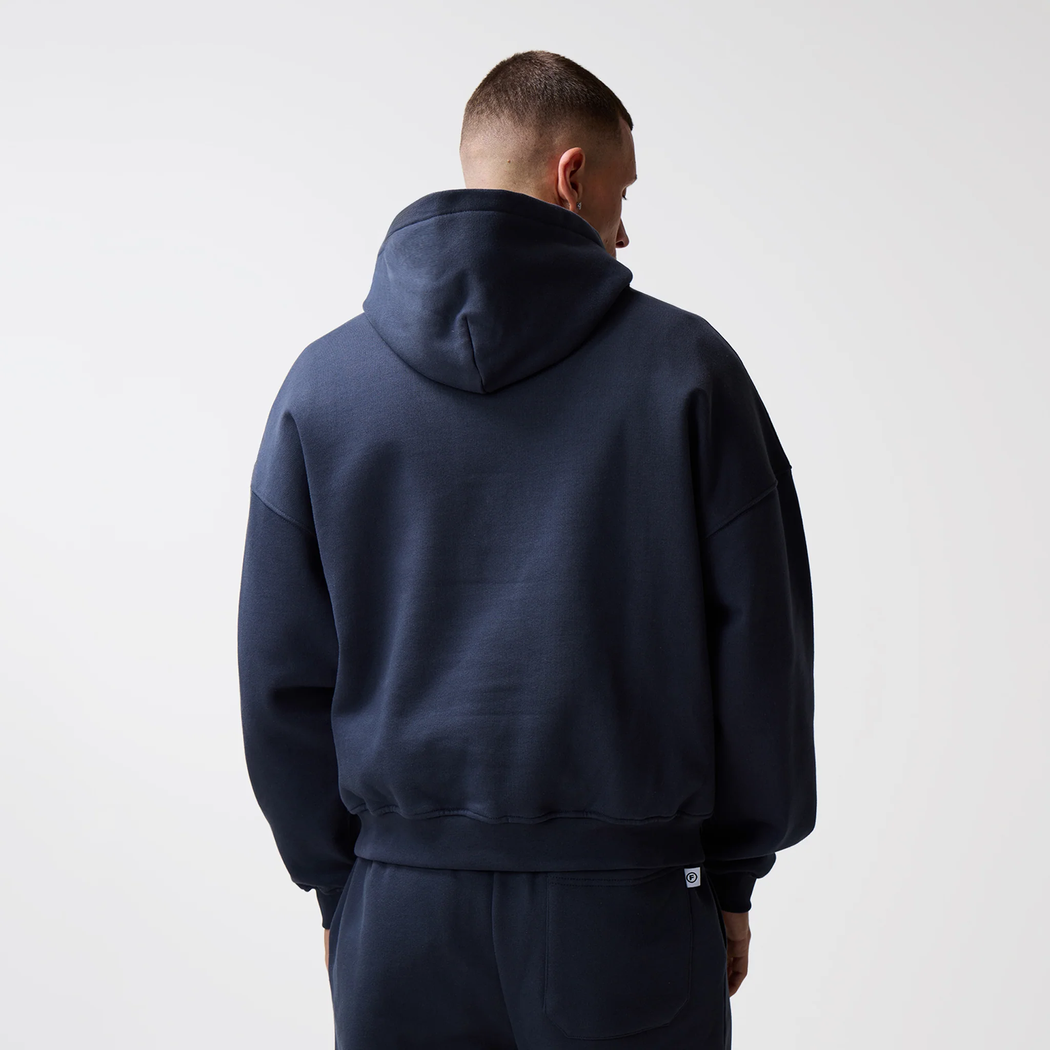 Loose Fit Cropped Hoodie | Navy - Image 6