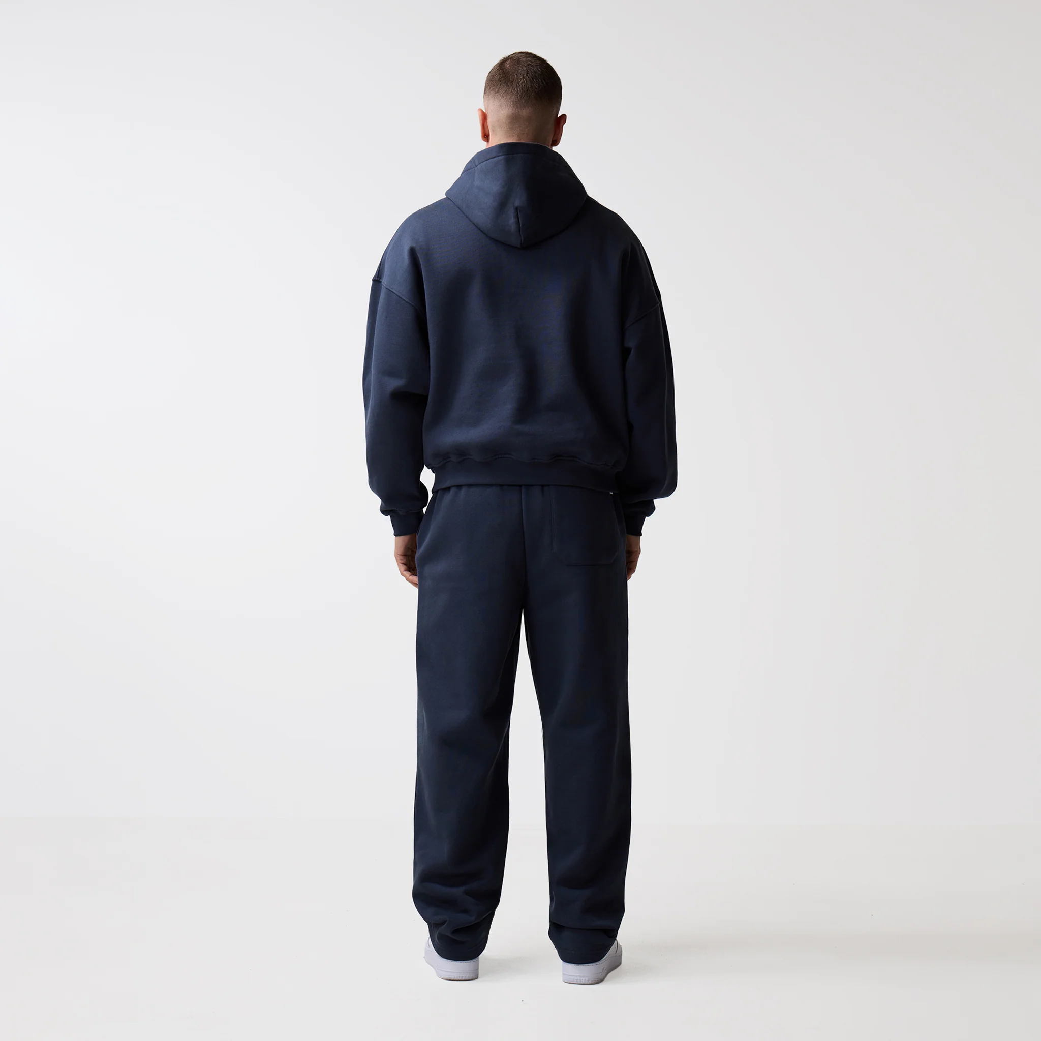 Loose Fit Cropped Hoodie | Navy - Image 7