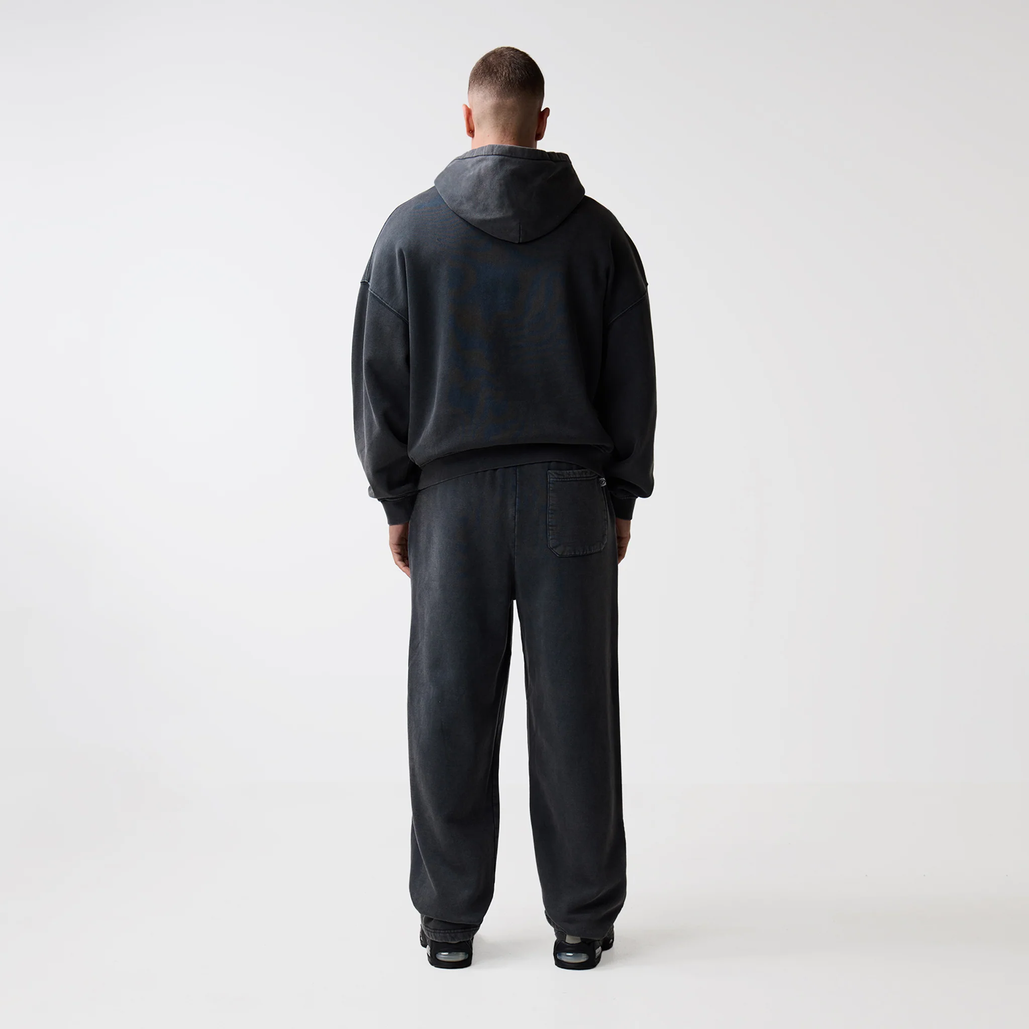 Loose Fit Cropped Tracksuit | Black Wash - Image 8
