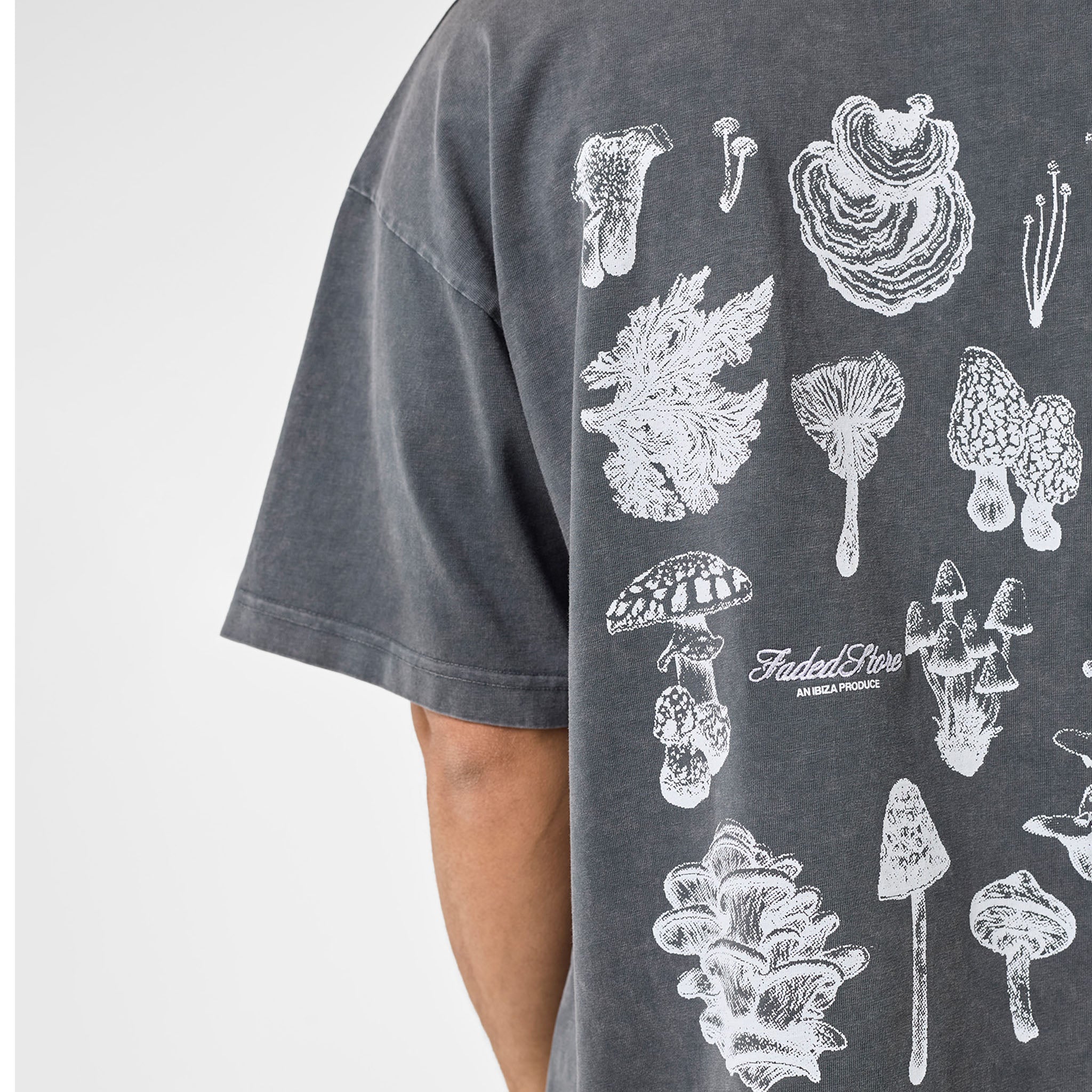 Mushroom Sketch T-Shirt | Washed Black - Image 5
