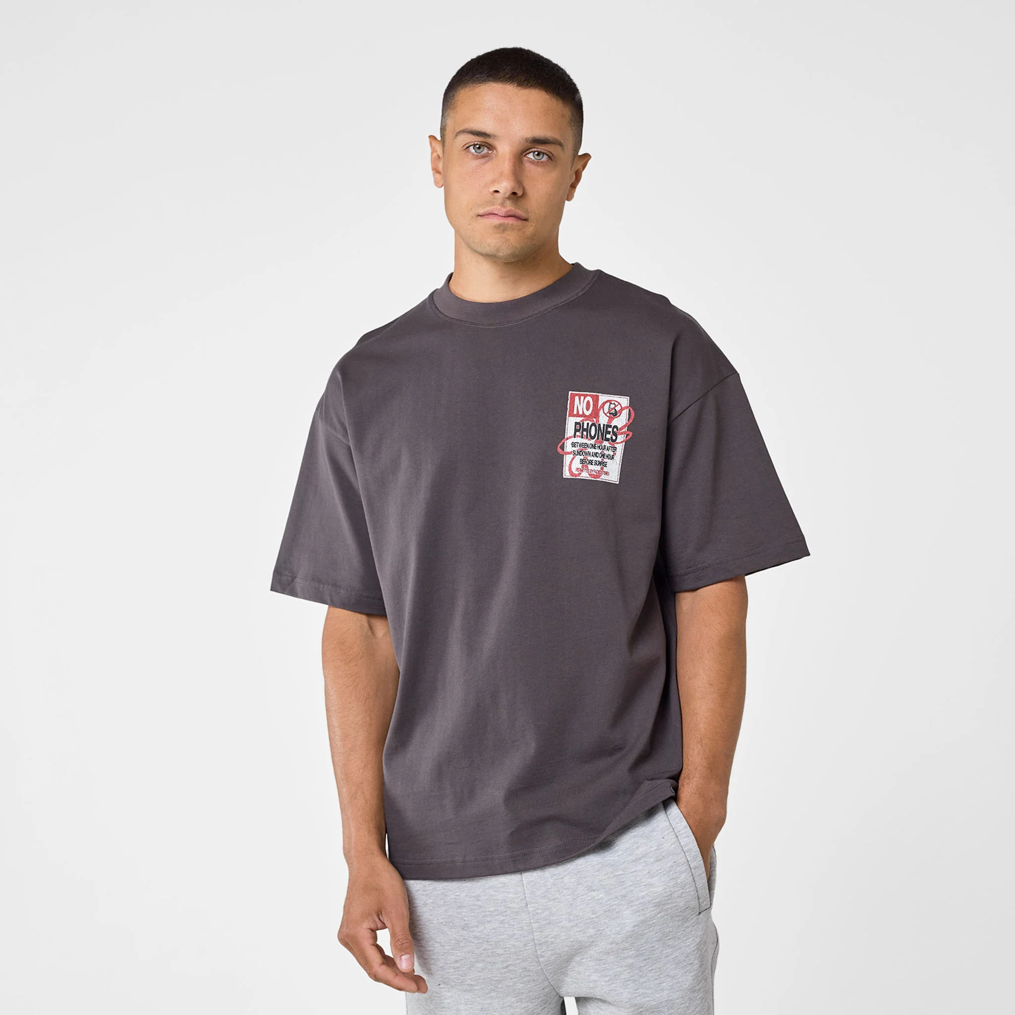 No Phones T-Shirt | Grey - Image 7