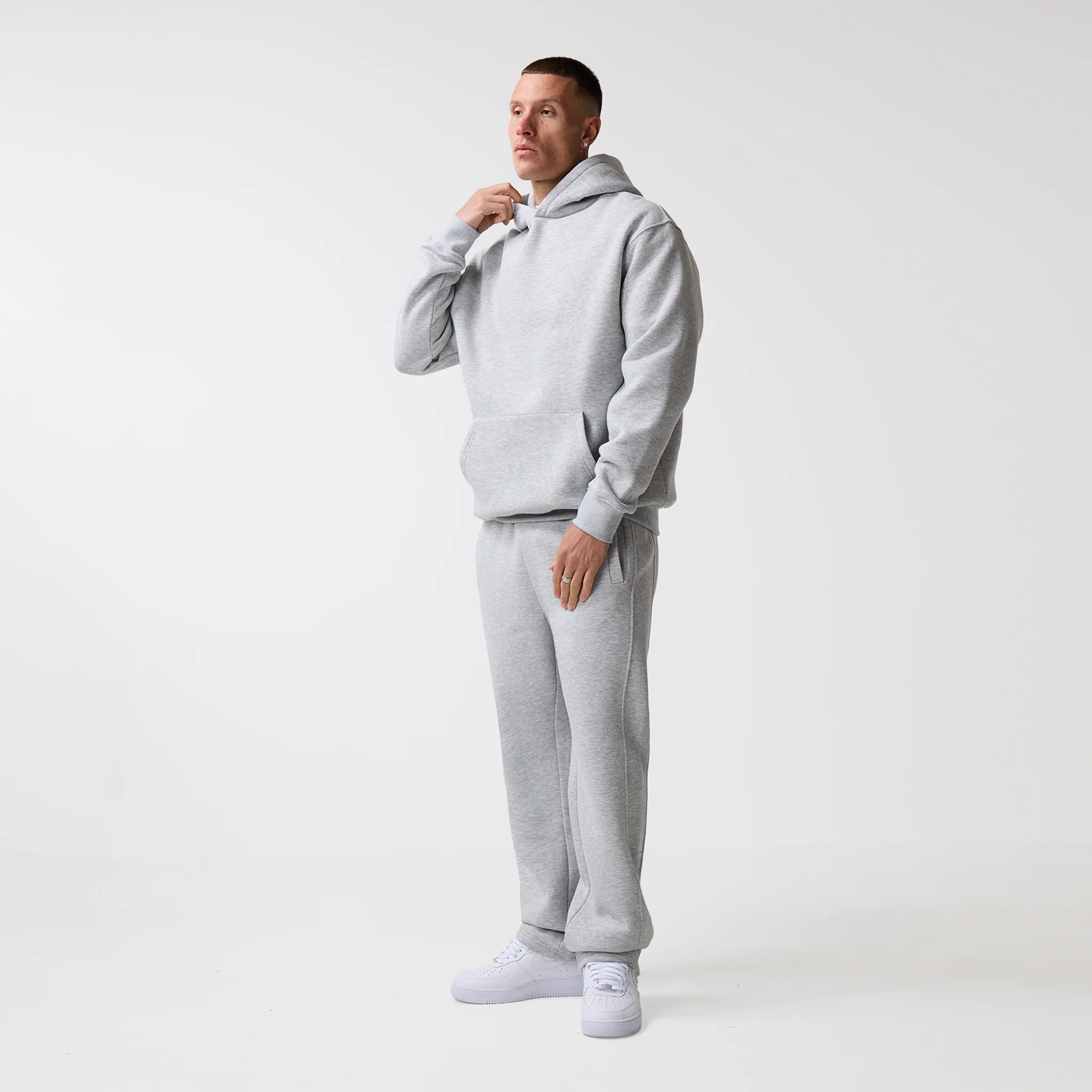 Open Hem Tracksuit | Grey Marl
