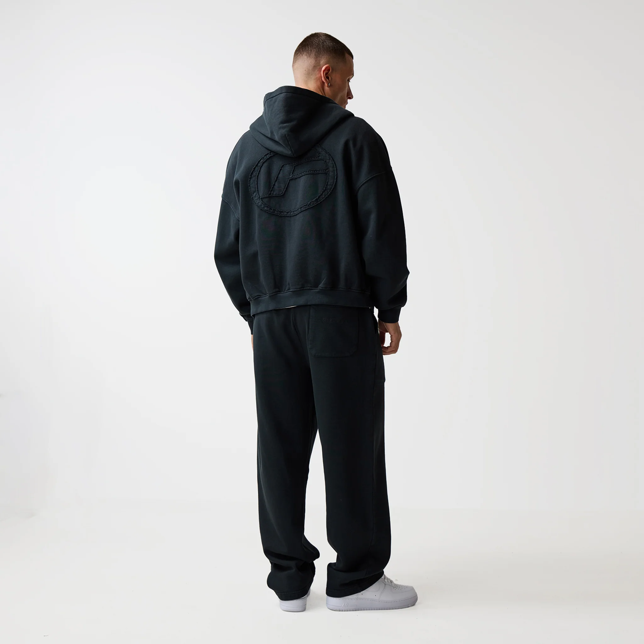 Oval Appliqué Hoodie | Washed Black - Image 2