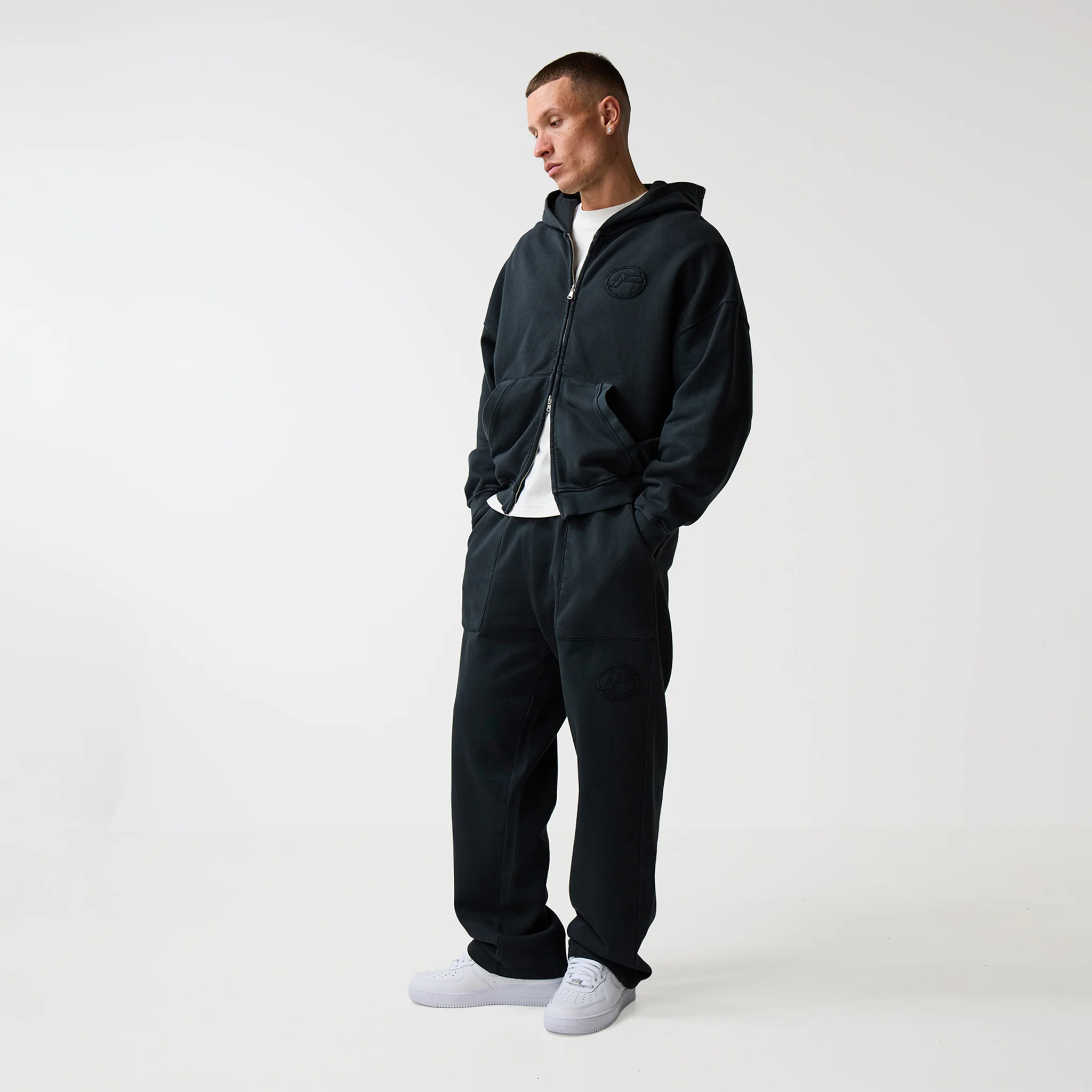 Oval Appliqué Hoodie | Washed Black - Image 5