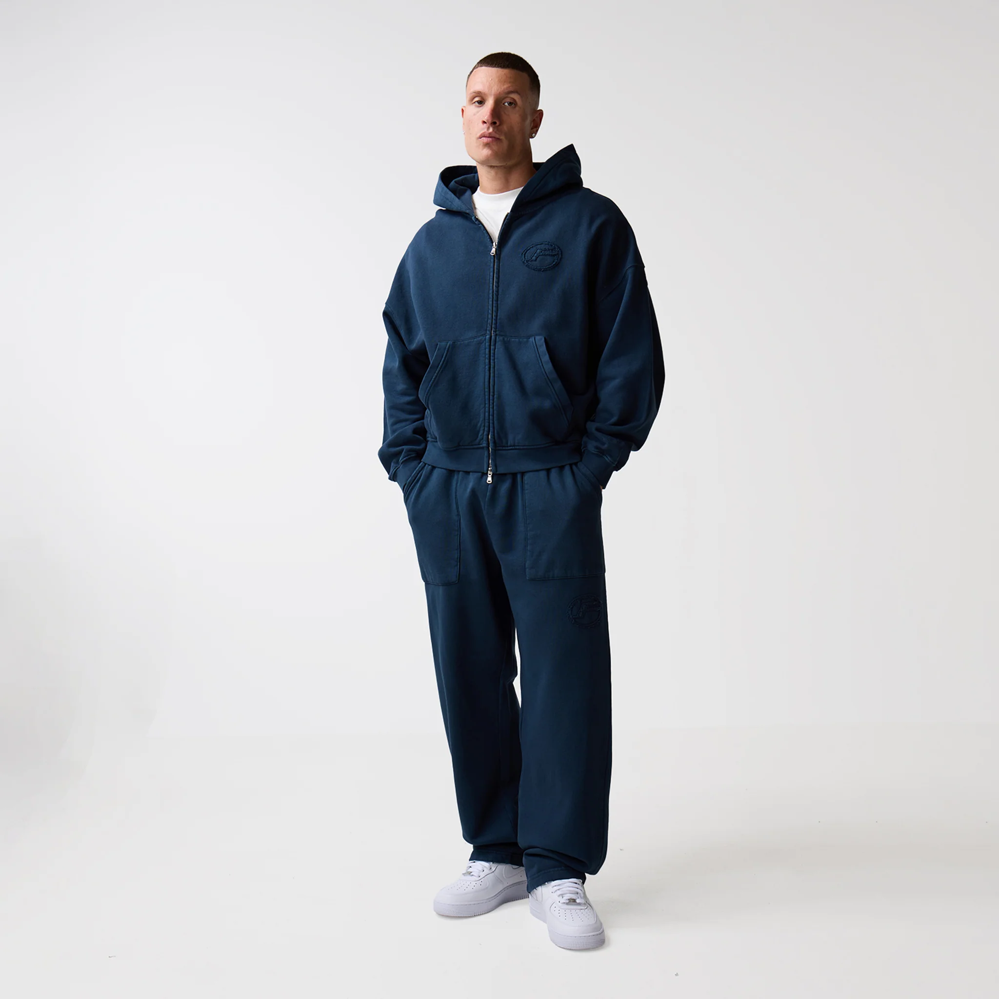 Oval Appliqué Hoodie | Washed Navy - Image 10