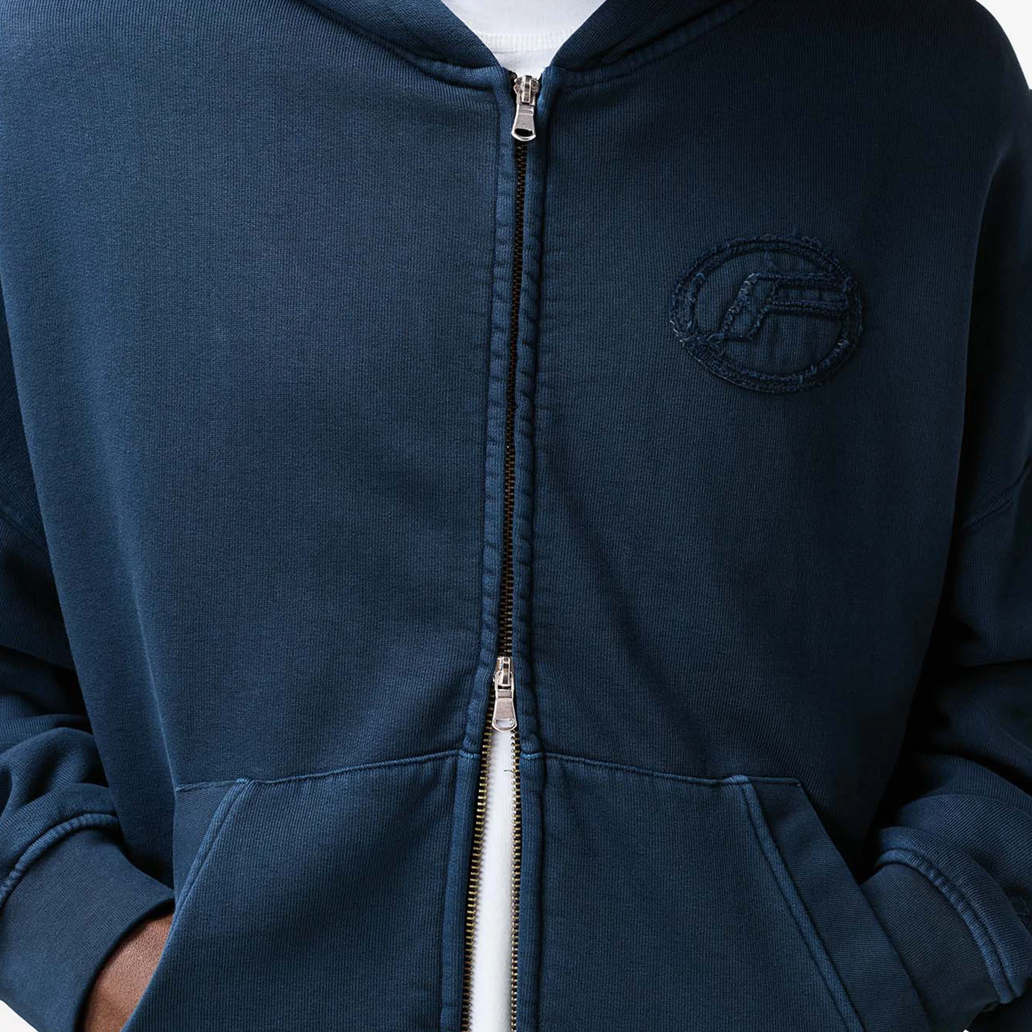 Oval Appliqué Hoodie | Washed Navy - Image 4