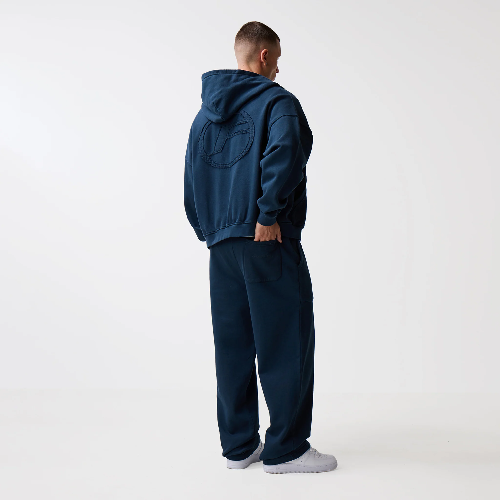 Oval Appliqué Hoodie | Washed Navy - Image 7