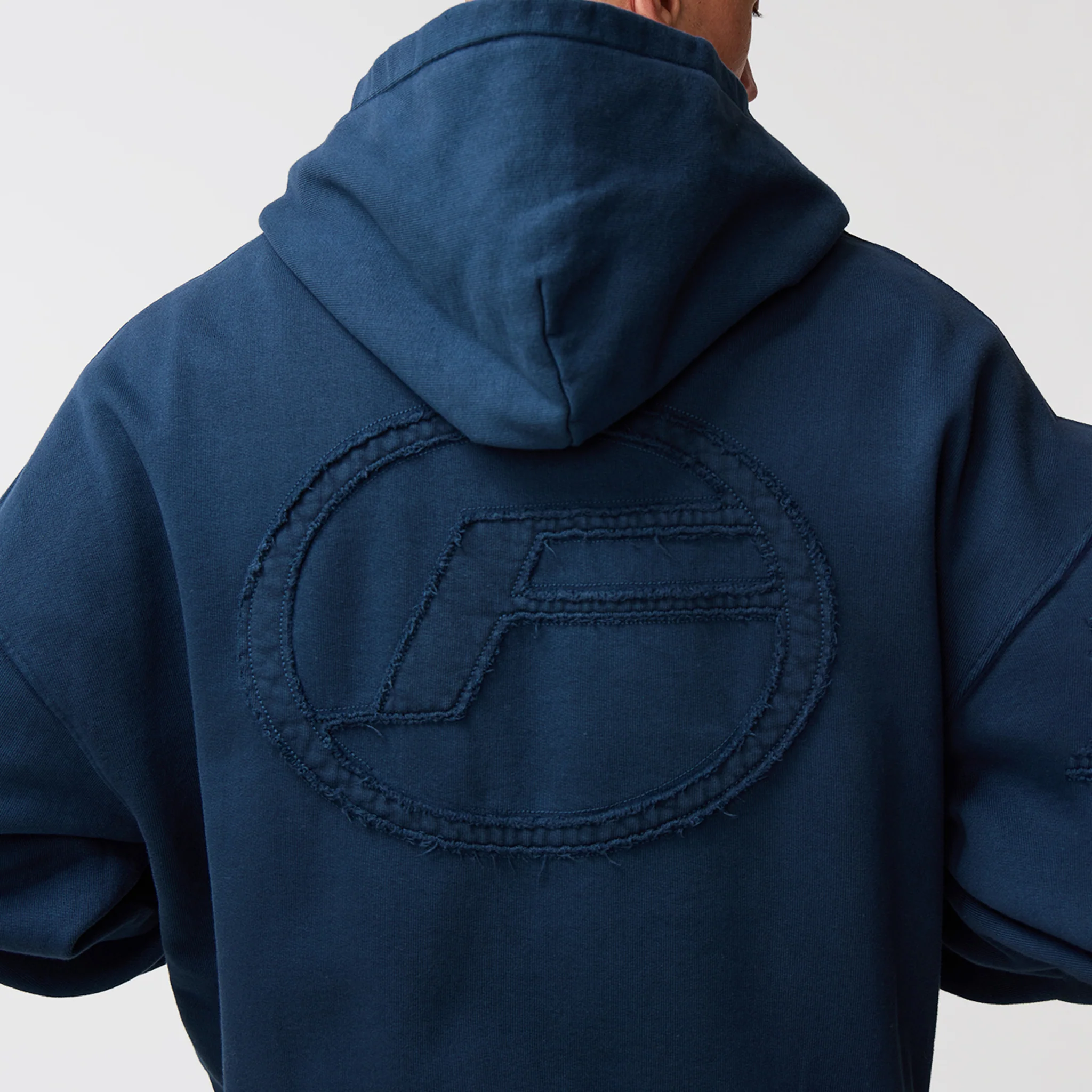 Oval Appliqué Hoodie | Washed Navy - Image 9
