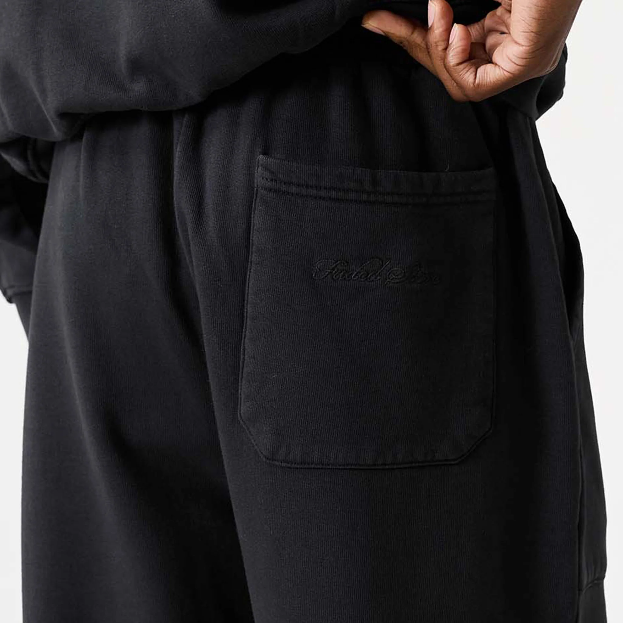 Oval Appliqué Open Hem Jogger | Washed Black - Image 8