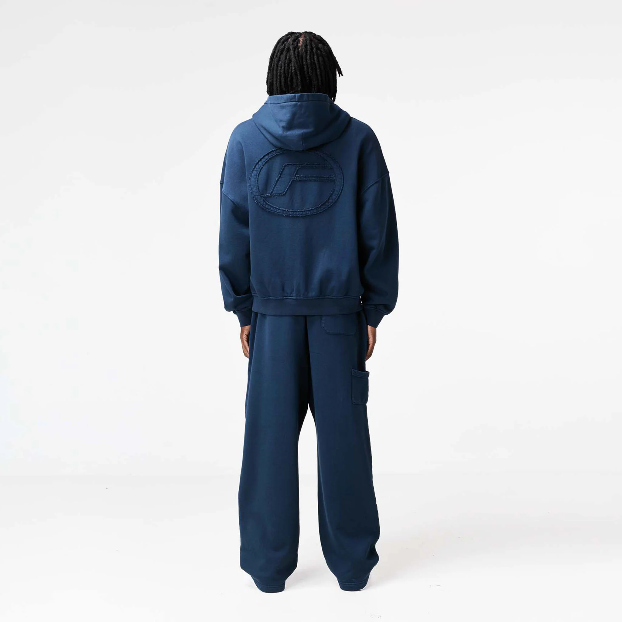 Oval Appliqué Open Hem Jogger | Washed Navy - Image 9
