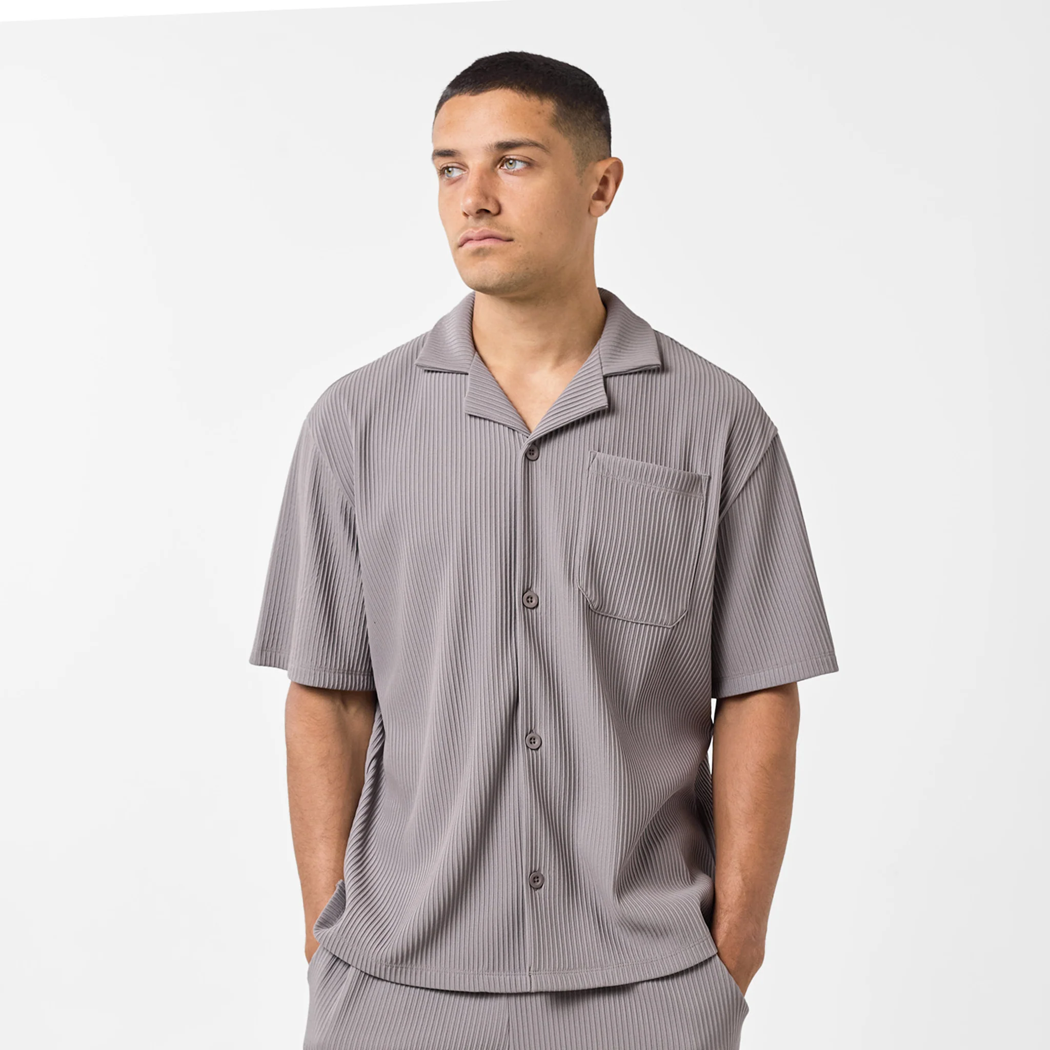 Pleated Shirt Twinset | Mushroom - Image 3